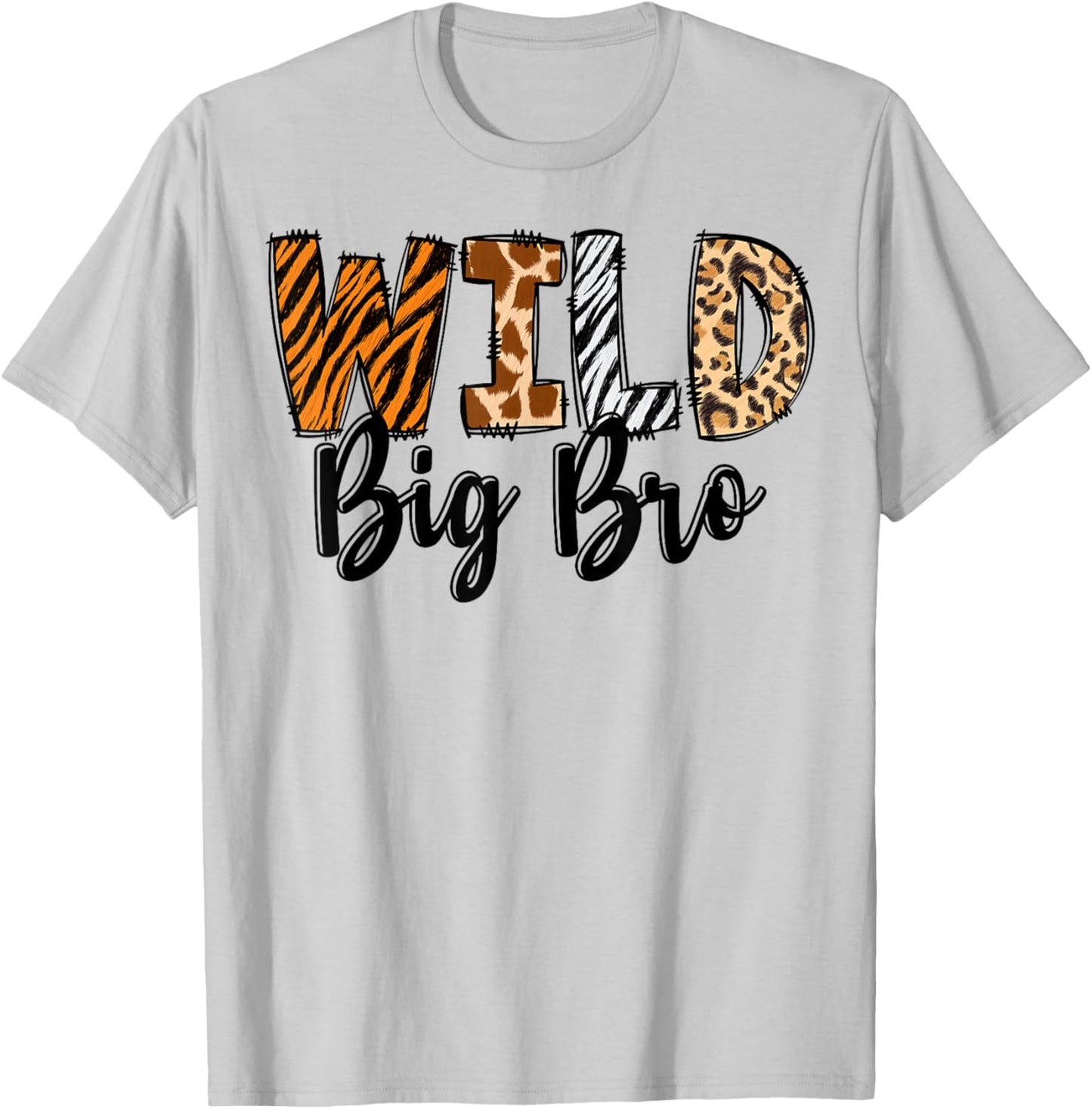 Wild Big Bro Zoo Born Two Be Wild B-day Safari Jungle Animal T-Shirt - T-Shirt | Ash