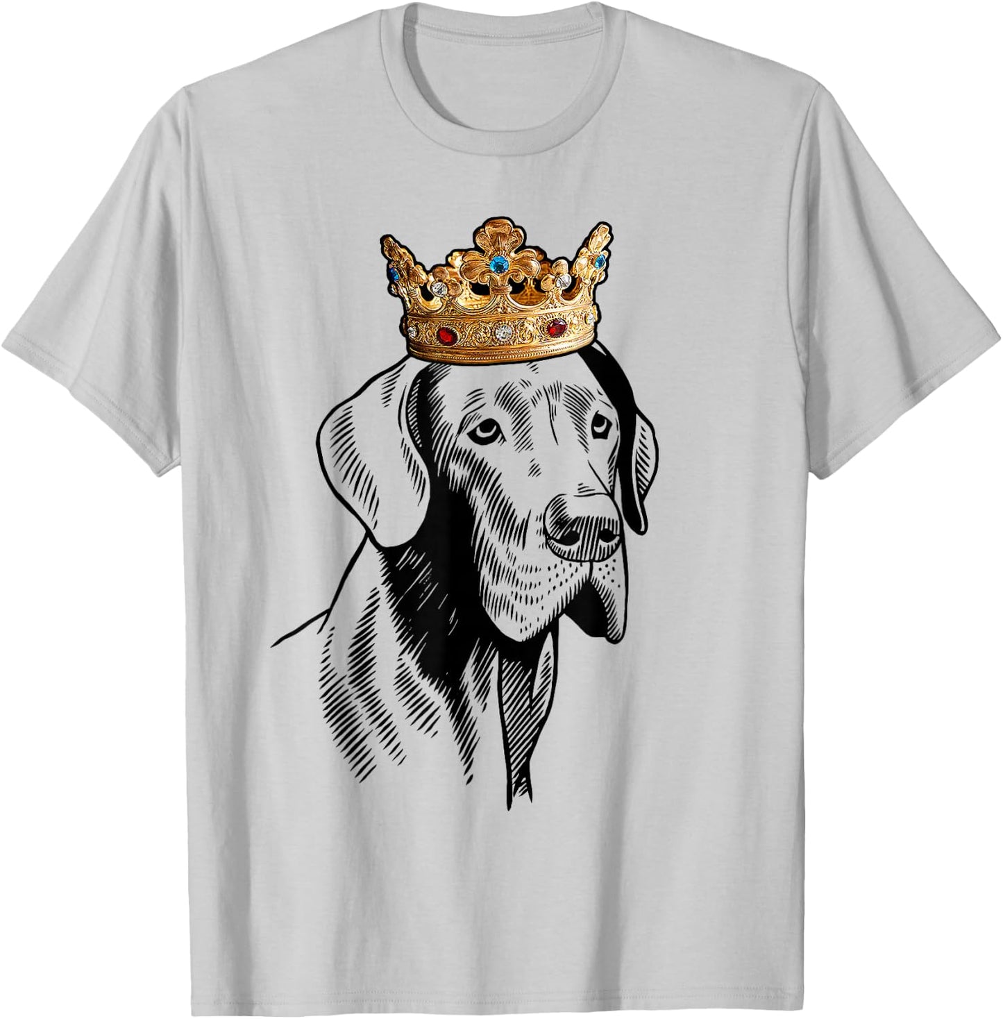 Great Dane Dog Wearing Crown T-Shirt - T-Shirt | Ash