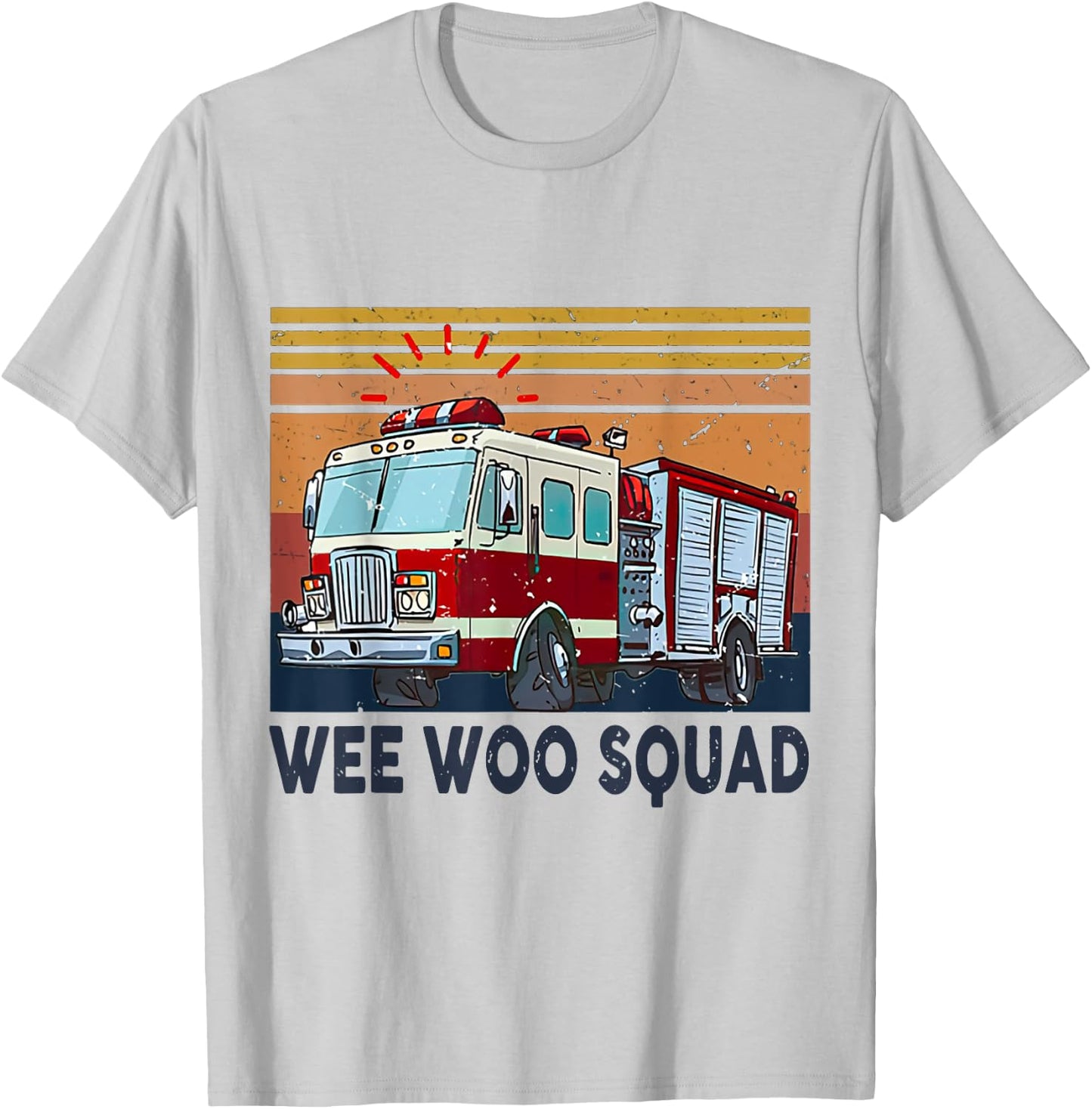 Wee Woo Squad Fire Truck Firefighter Vintage T-Shirt - T-Shirt | Ash