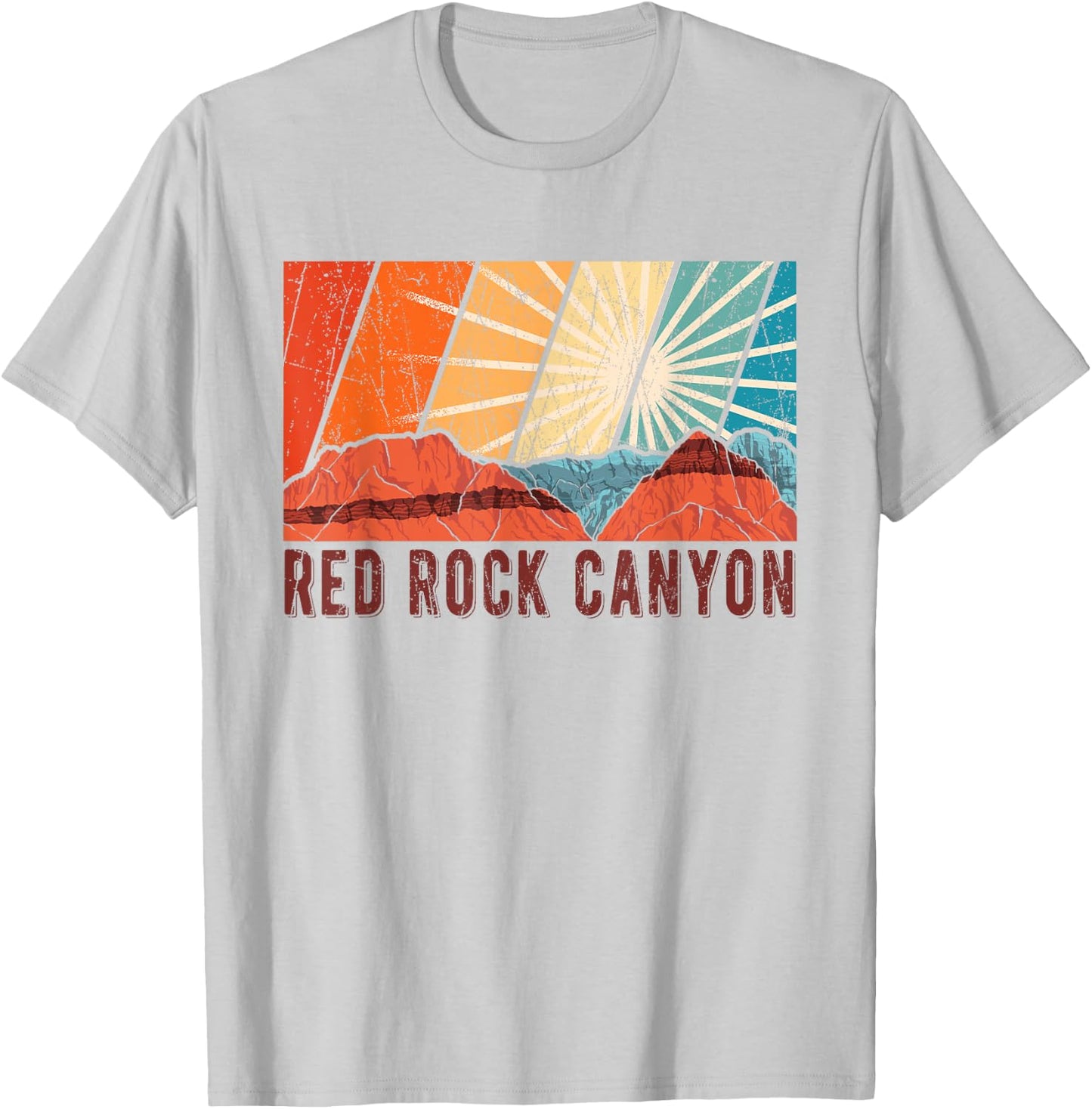 Retro Red Rock Canyon Nevada Souvenir Graphic Themed Print T-Shirt - T-Shirt | Ash