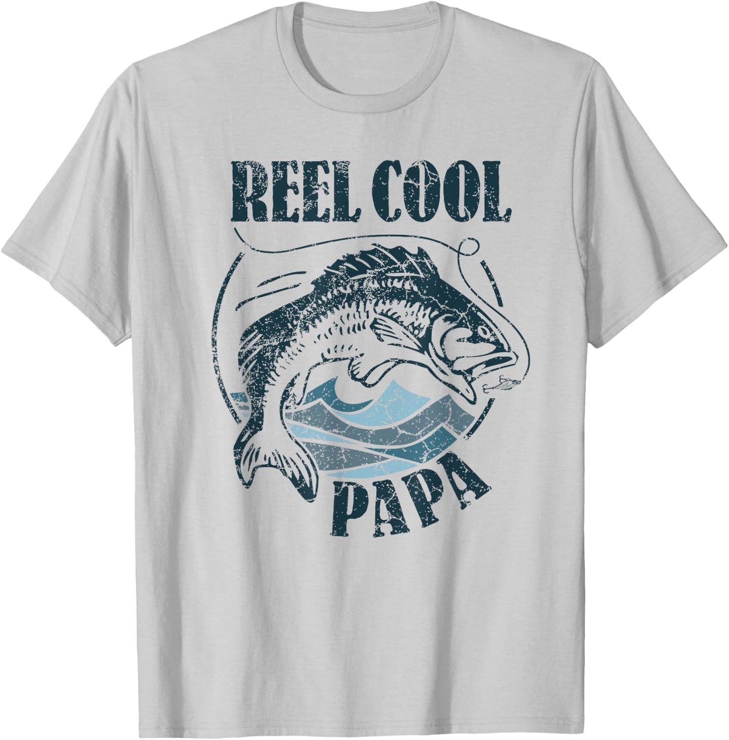 Reel Cool Papa Fishing Dad Gifts Father's Day Bass Fisherman T-Shirt - T-Shirt | Ash