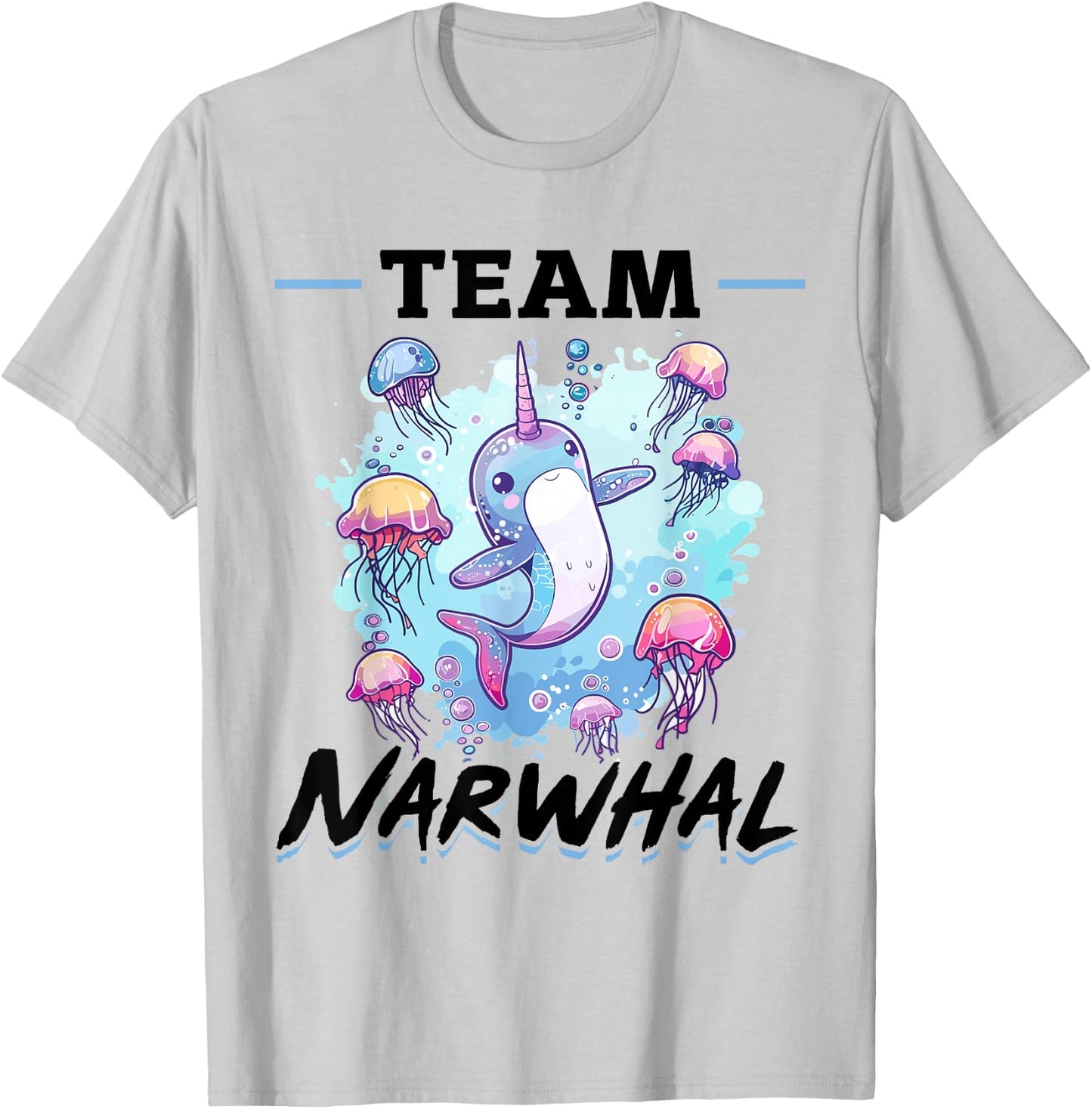 Funny Narwhal Jellyfish Animal Team Narwhal T-Shirt - T-Shirt | Ash