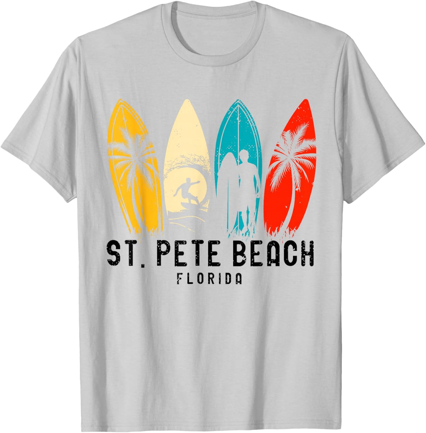 Vintage St Pete Beach Florida Surfboarder T-Shirt - T-Shirt | Ash