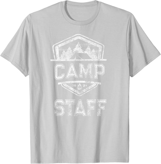 Vintage CAMP STAFF Campground Crew Camping Host Nurse.Orange T-Shirt - T-Shirt | Ash
