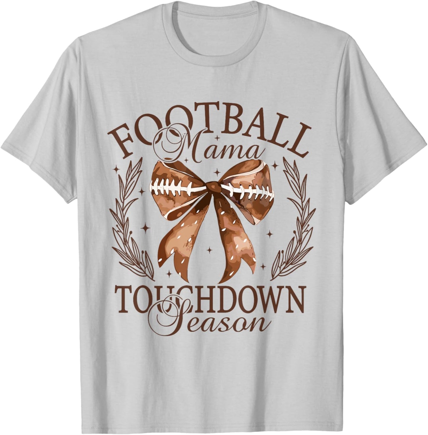 Football Mama Fall Coquette Thanksgiving Touchdown Season T-Shirt - T-Shirt | Ash