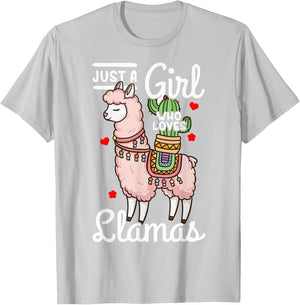 Llama Just a Girl Who Loves Llamas T-Shirt - T-Shirt | Ash