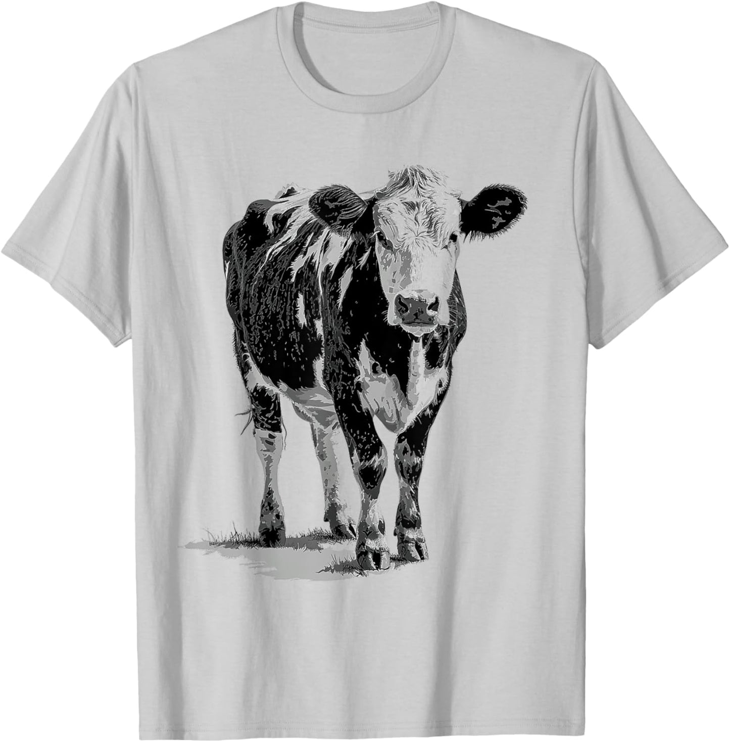 Cow Animal Print Motif Drawing Artwork Cow T-Shirt - T-Shirt | Ash