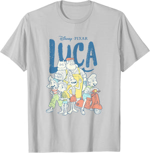 Disney Pixar Luca Group Shot Logo T-Shirt - T-Shirt | Ash