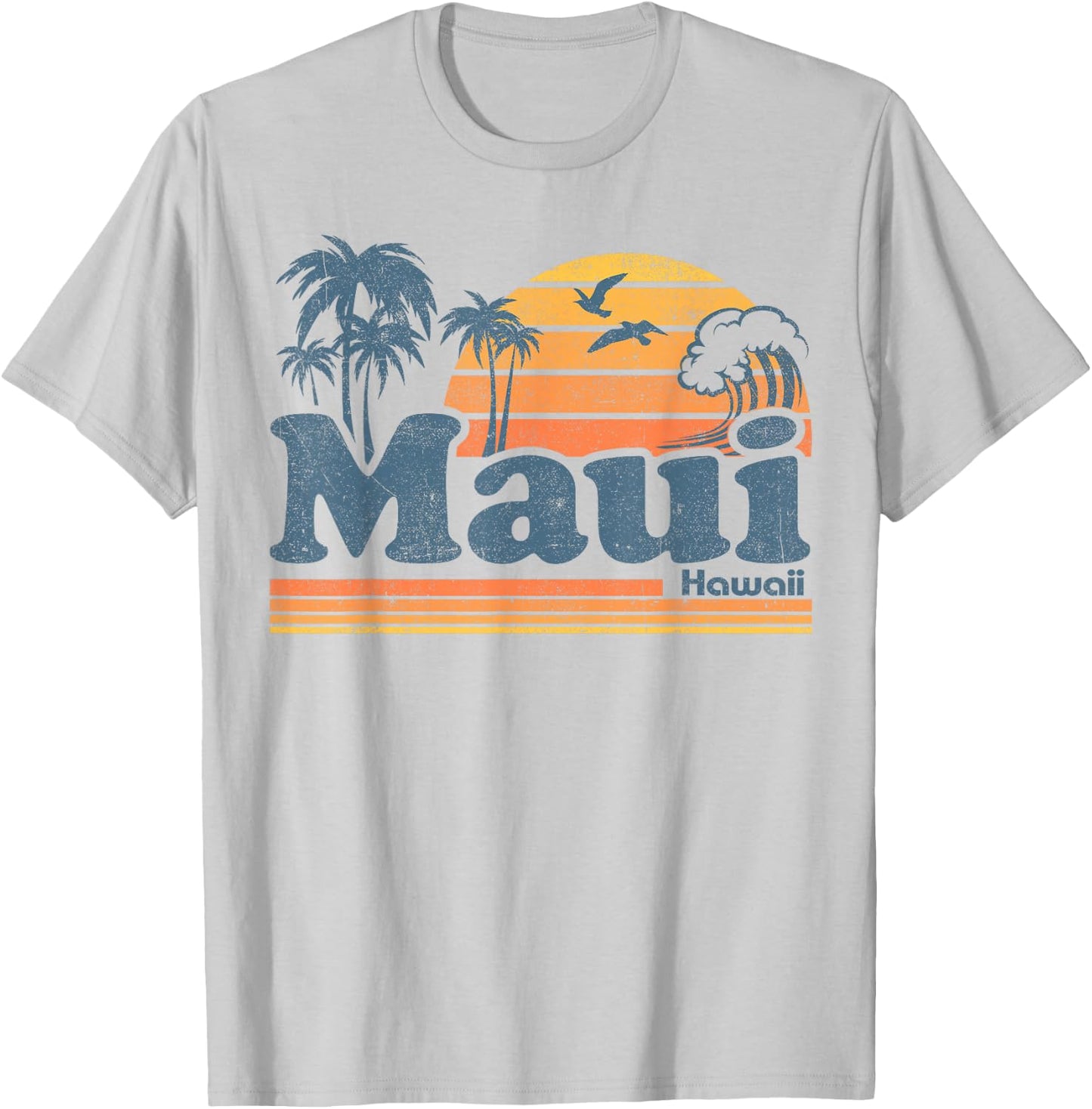 Maui Hawaii Vintage Surf Beach Surfing 70's Retro Hawaiian T-Shirt - T-Shirt | Ash