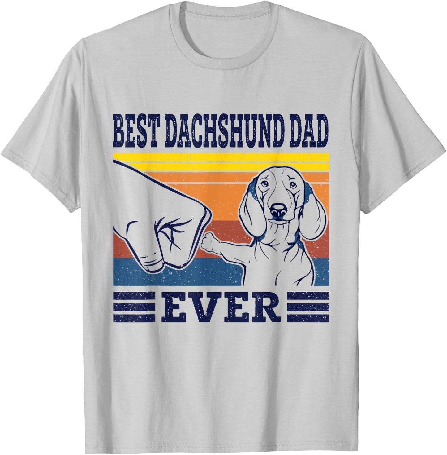 Best Dachshund Dad Ever Dog Vintage Animal Lovers Gifts T-Shirt - T-Shirt | Ash