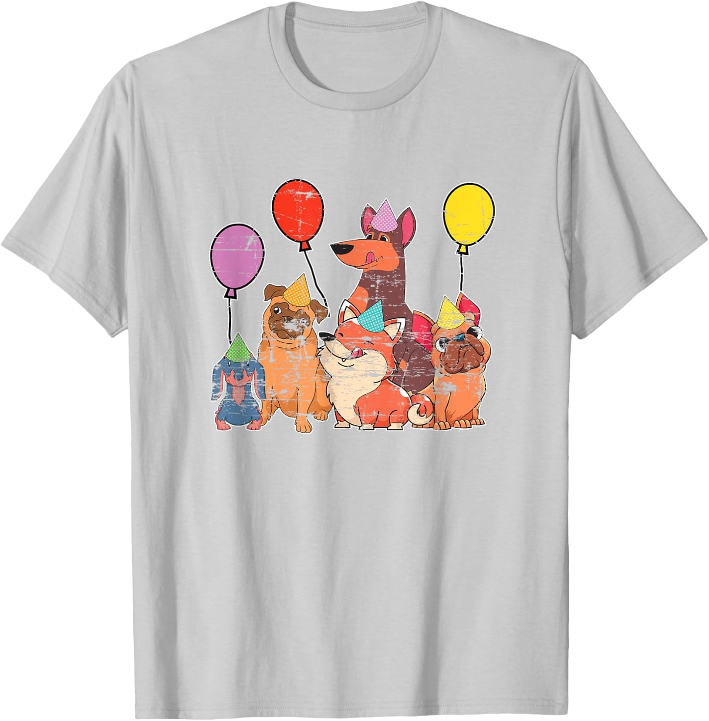 Cute Dog Owner Birthday Animal Kids Celebration Party Dog T-Shirt - T-Shirt | Ash