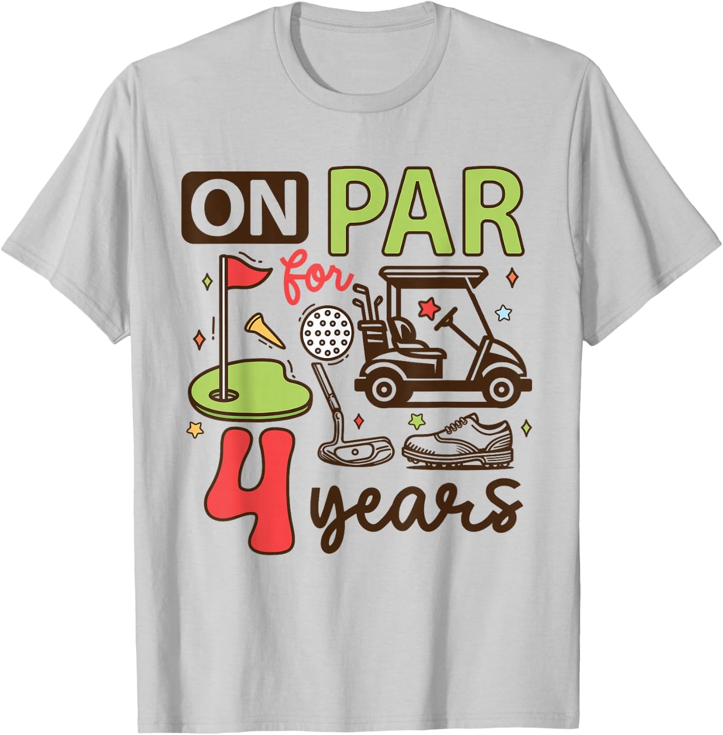 Funny 4th Birthday Golf Shirt 4 Years Old Golfer Kids Boys T-Shirt - T-Shirt | Ash