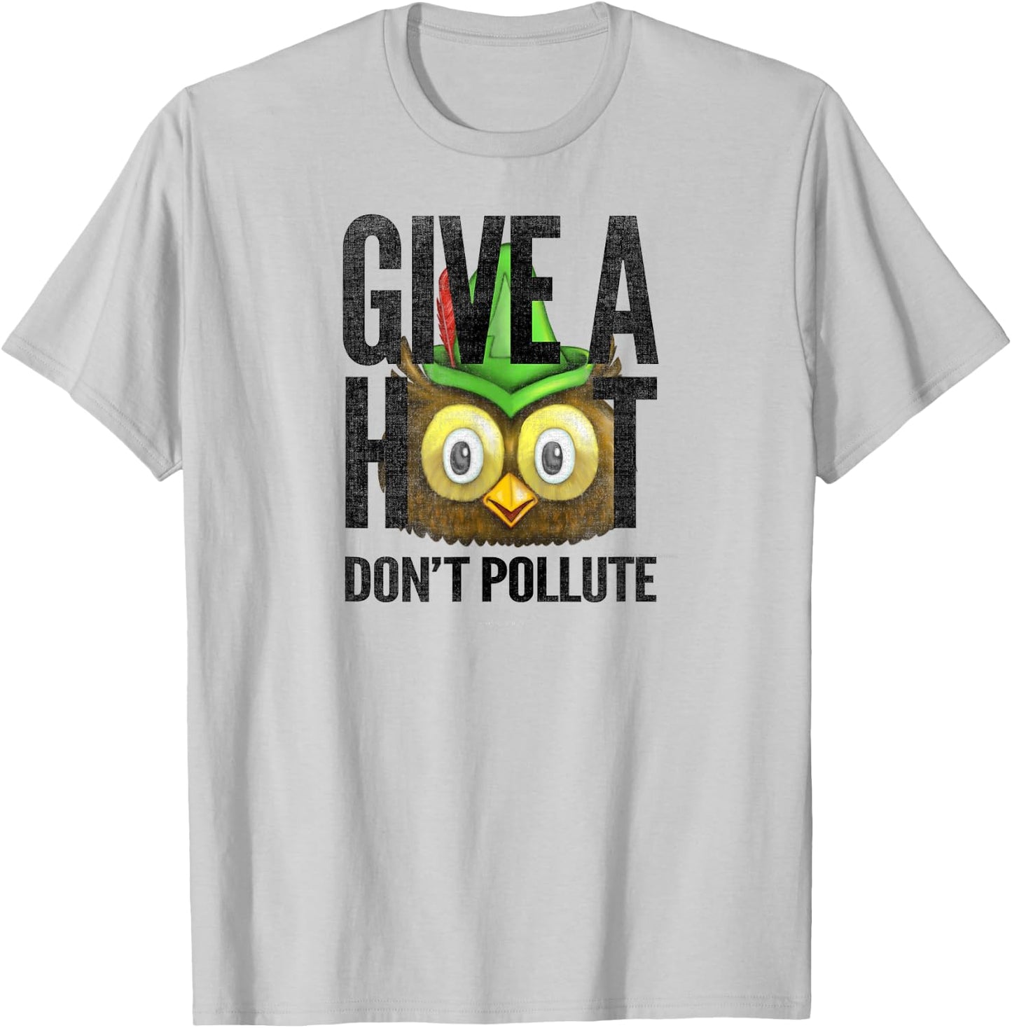 Woodsy Owl Give a Hoot Don't Pollute Distressed Vintage T-Shirt - T-Shirt | Ash