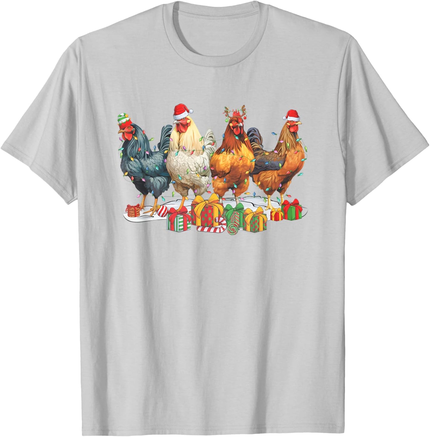 Retro Vintage Christmas Chickens Xmas Farm Holiday Women T-Shirt - T-Shirt | Ash