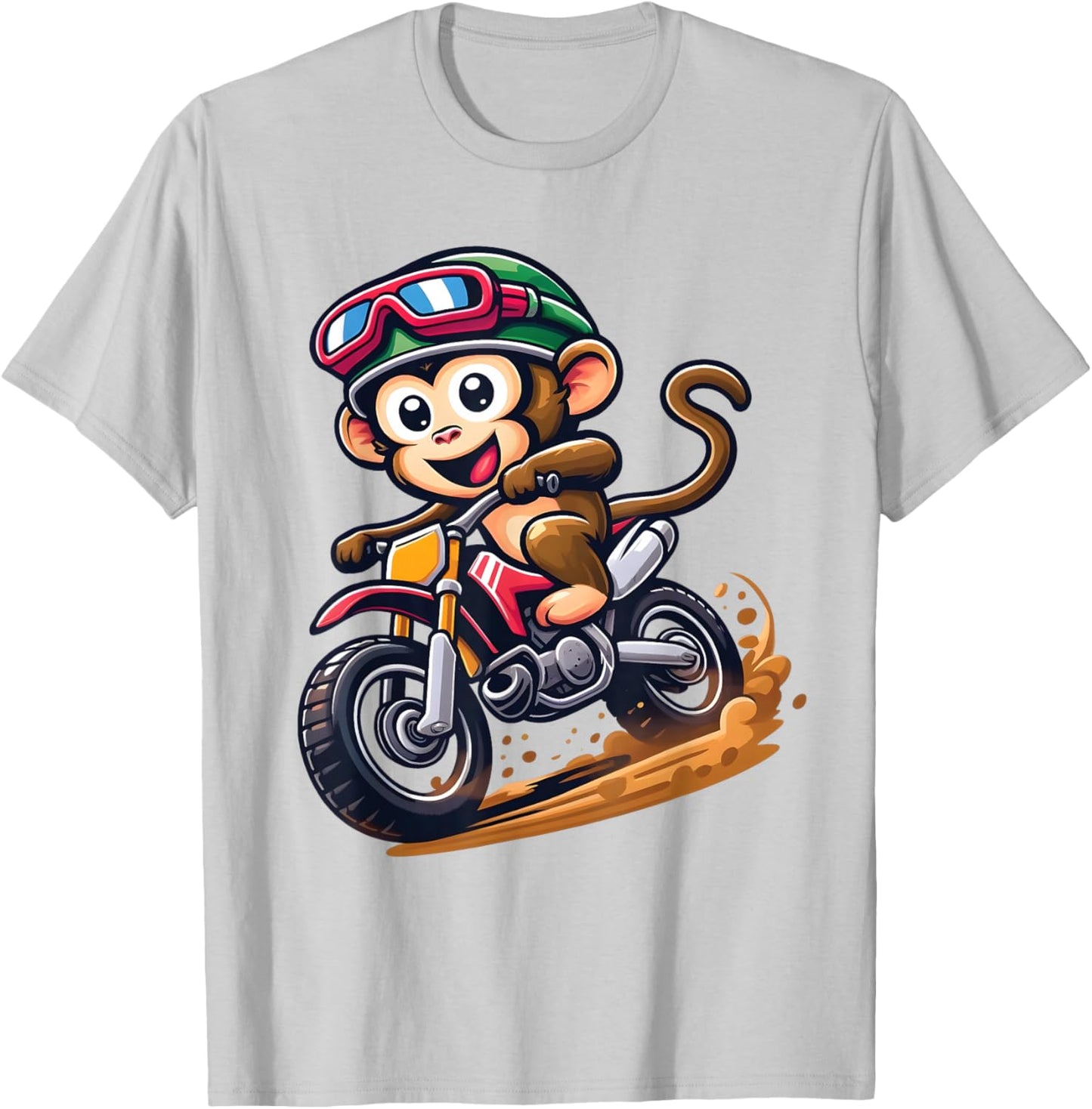 Cute Monkey Riding Dirt Bike Motocross Kids Boys Dirtbike T-Shirt - T-Shirt | Ash