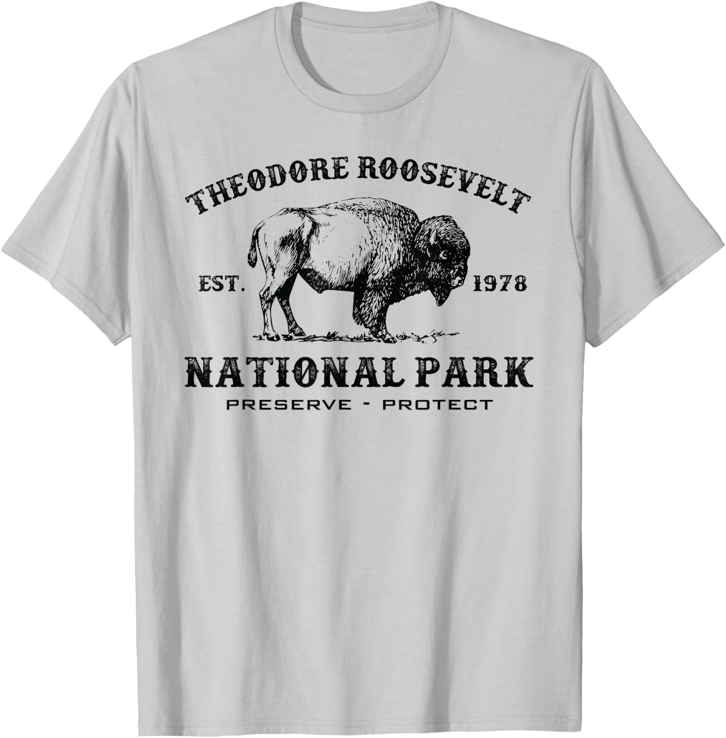 Theodore Roosevelt National Park North Dakota Bison Souvenir T-Shirt - T-Shirt | Ash