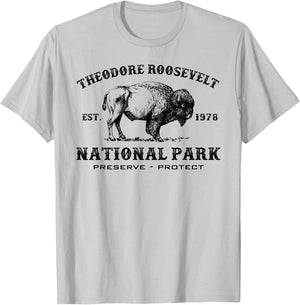 Theodore Roosevelt National Park North Dakota Bison Souvenir T-Shirt - T-Shirt | Ash