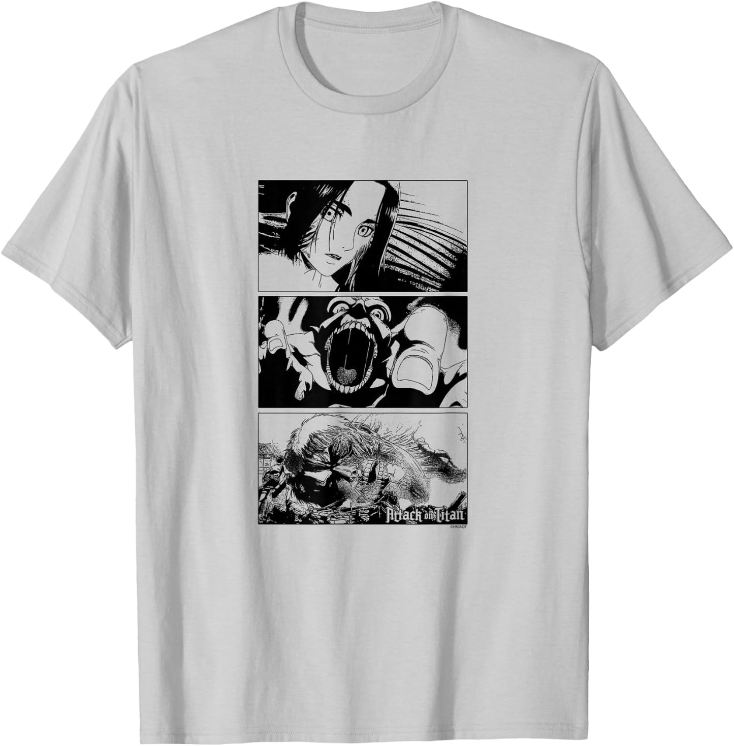 Attack on Titan Season 3 Stacked Scenes Black and White T-Shirt - T-Shirt | Ash