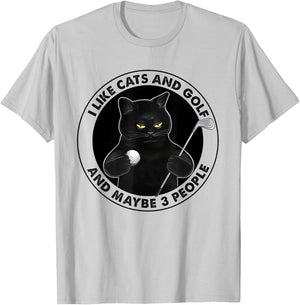 I like cats and golf and maybe 3 people T-Shirt - T-Shirt | Ash