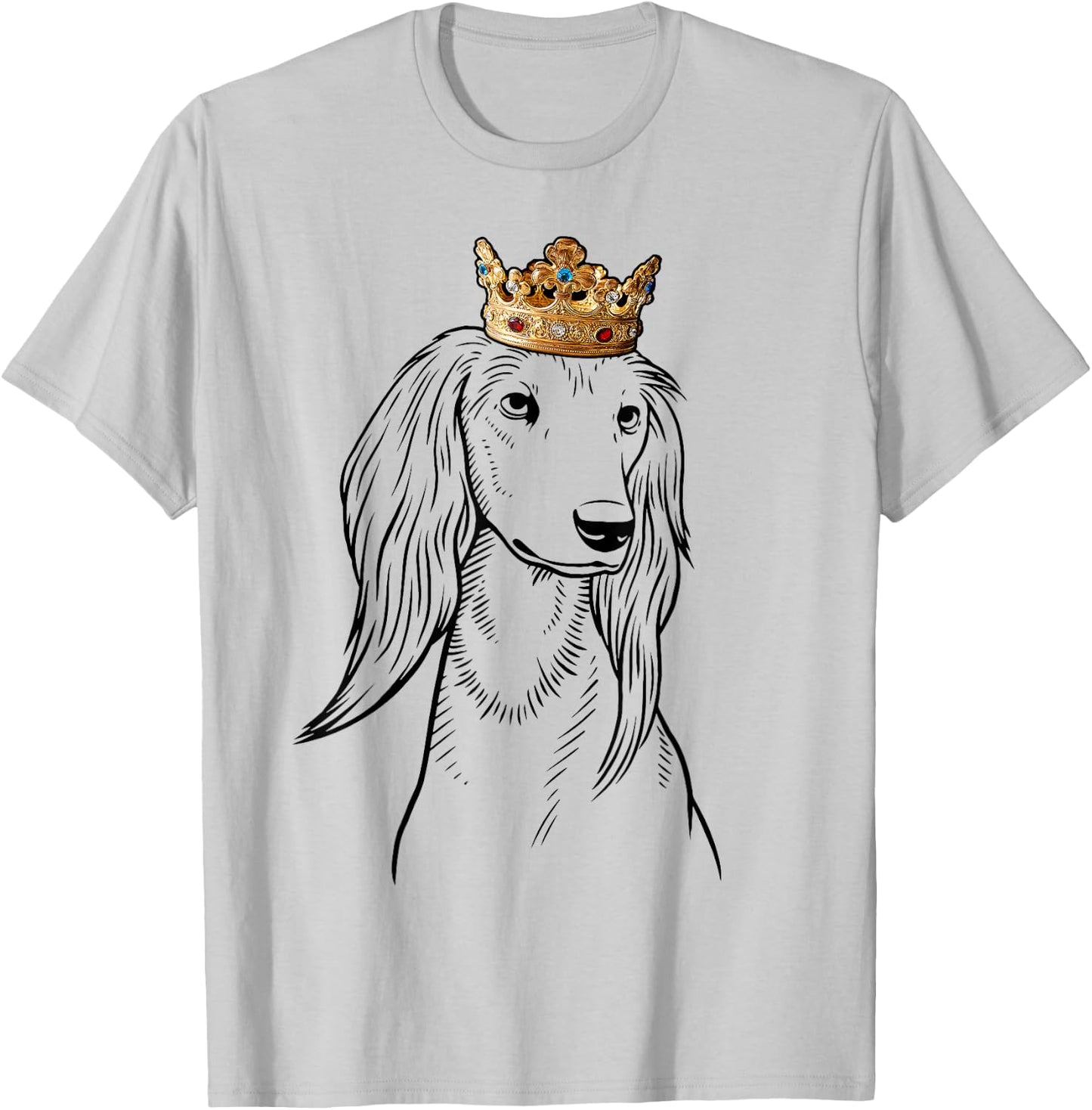 Saluki Dog Wearing Crown T-Shirt - T-Shirt | Ash