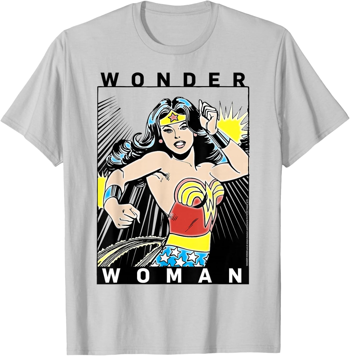 DC Comics Wonder Woman Vintage Style Comic Book Poster T-Shirt - T-Shirt | Ash