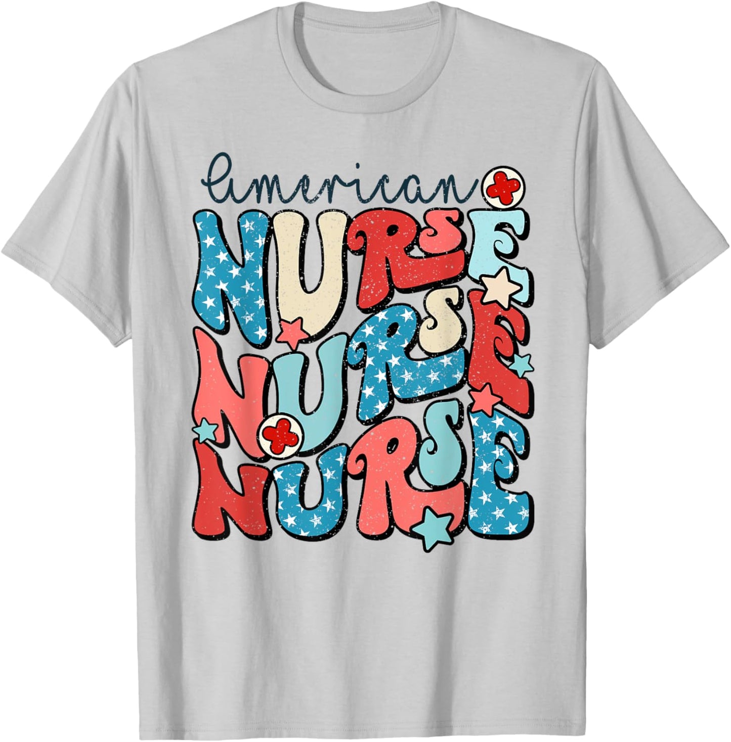 American Nurse 4th Of July Patriotic Nurse Memorial Day T-Shirt - T-Shirt | Ash