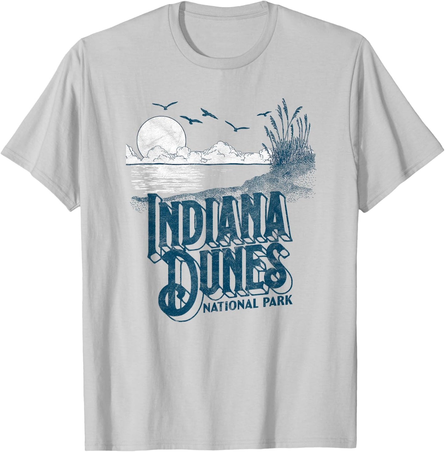 Vintage Indiana Dunes National Park Retro 80's Minimalist T-Shirt - T-Shirt | Ash