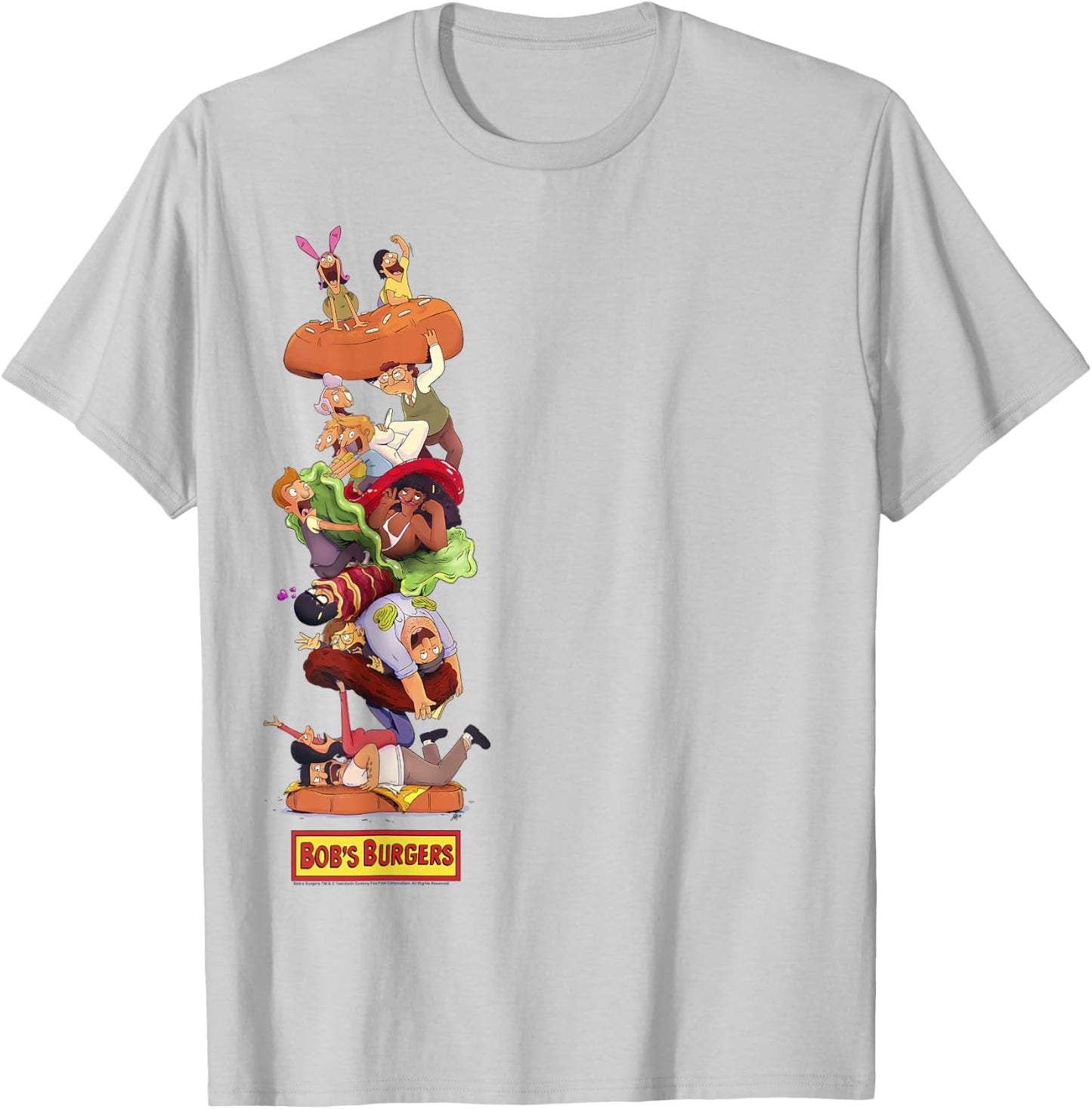 Bob's Burgers Group Shot Burger Stack T-Shirt - T-Shirt | Ash