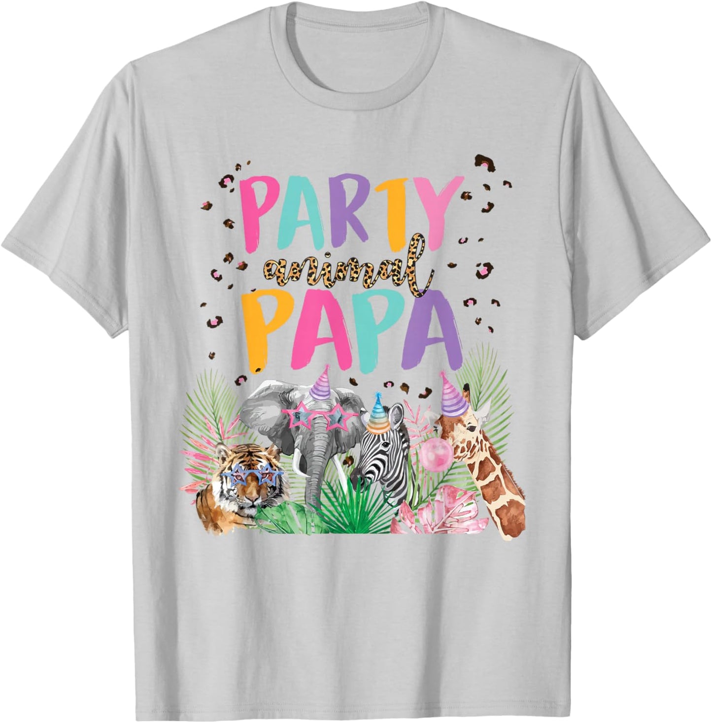 Papa Of The Birthday Boy Girl Zoo Theme Animal Party T-Shirt - T-Shirt | Ash