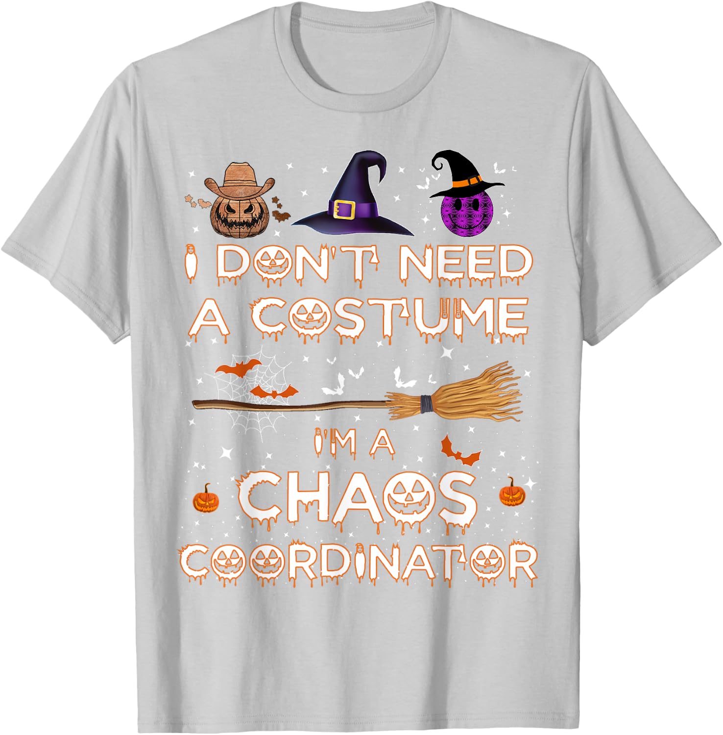 Chaos Coordinator Halloween Costume 2023 Pumpkin T-Shirt - T-Shirt | Ash