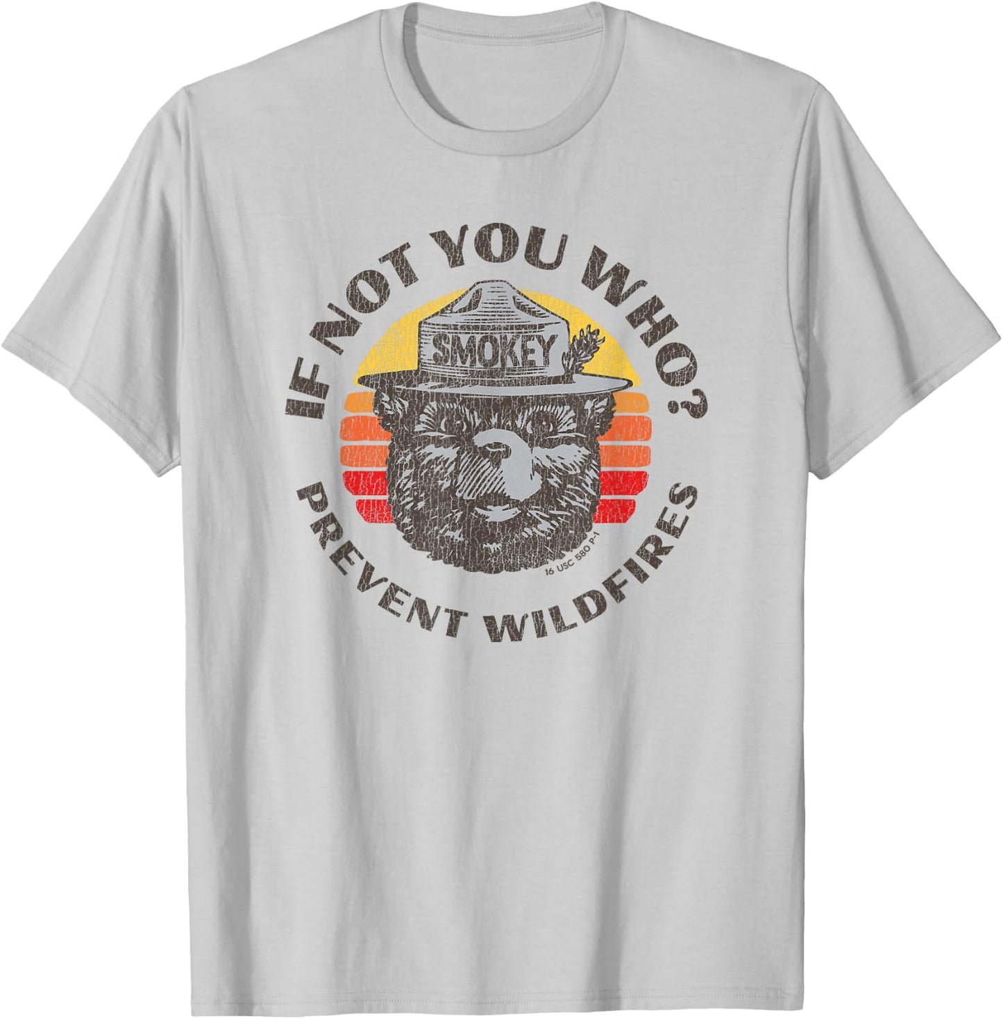 If Not You Who? Vintage Smokey Bear 80s Sunset T-Shirt - T-Shirt | Ash