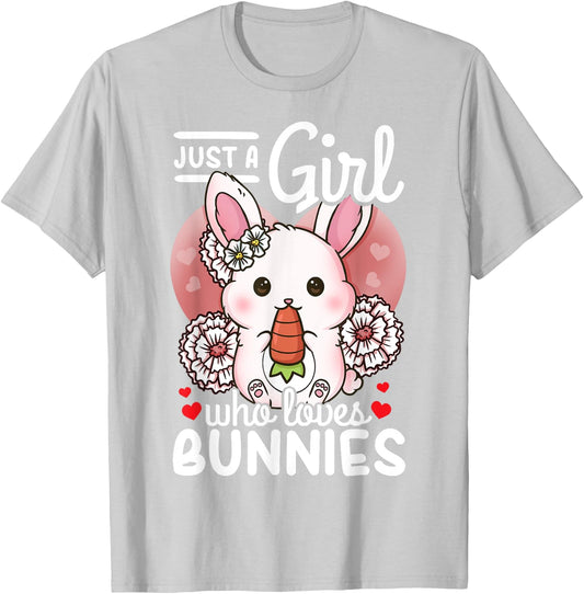 Bunny Rabbit Just a Girl Who Loves Bunnies T-Shirt - T-Shirt | Ash