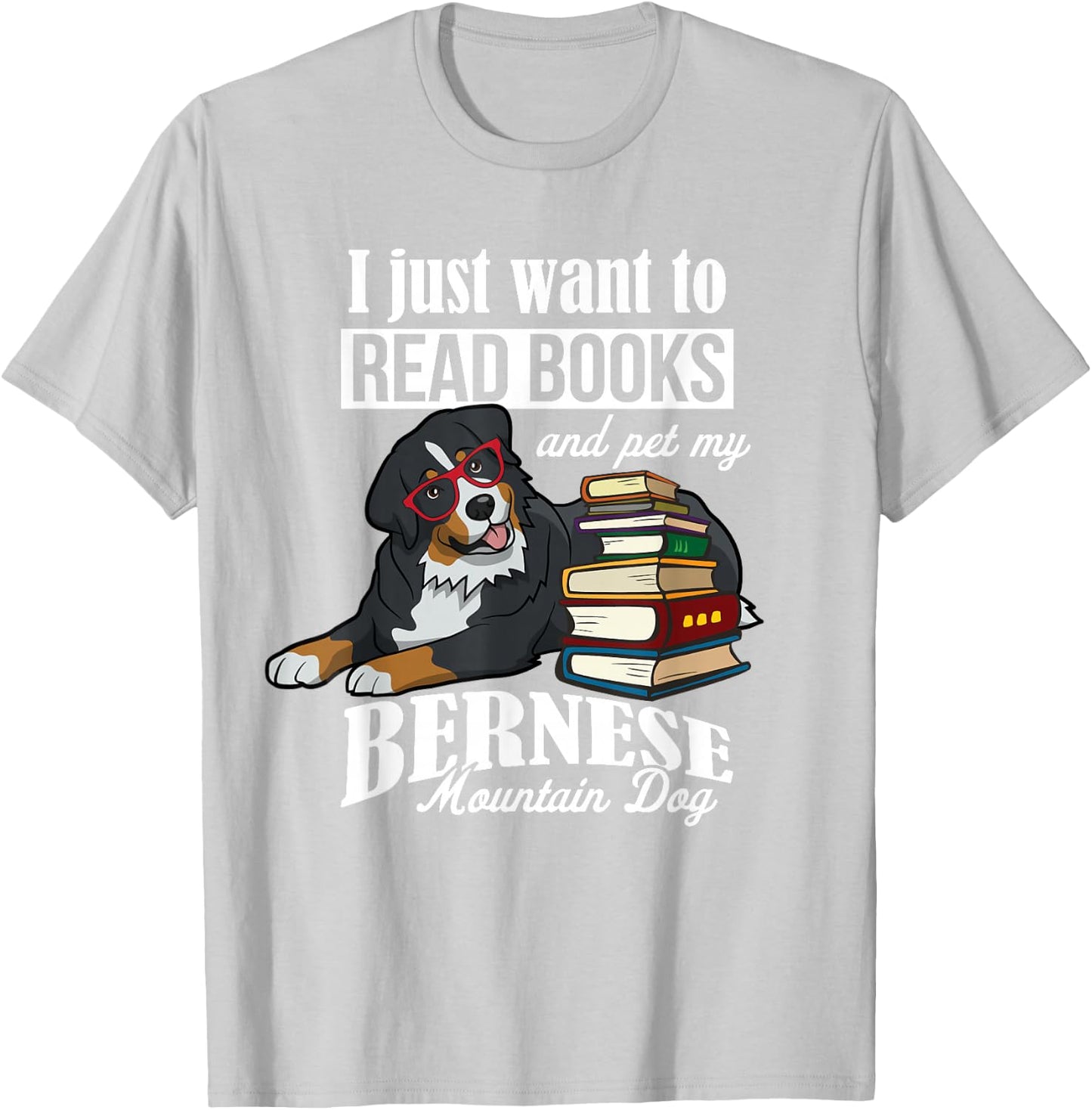 Retro Vintage Read Books Bernese Mountain Dog Lover T-Shirt - T-Shirt | Ash