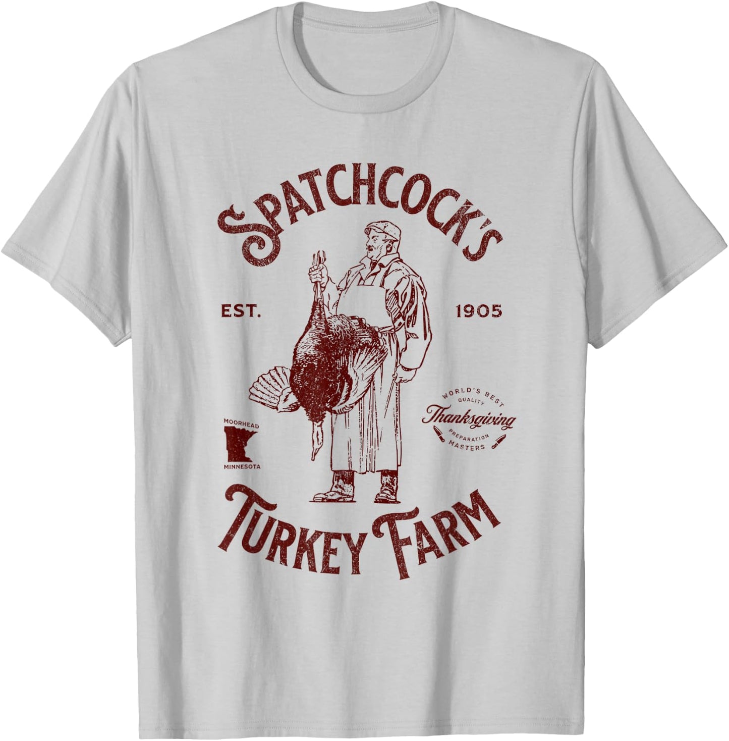 Spatchcock's Turkey Farm Vintage Distressed Thanksgiving T-Shirt - T-Shirt | Ash