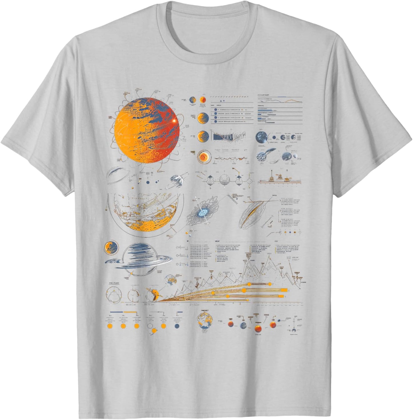 Solar System Infographic T-Shirt - T-Shirt | Ash