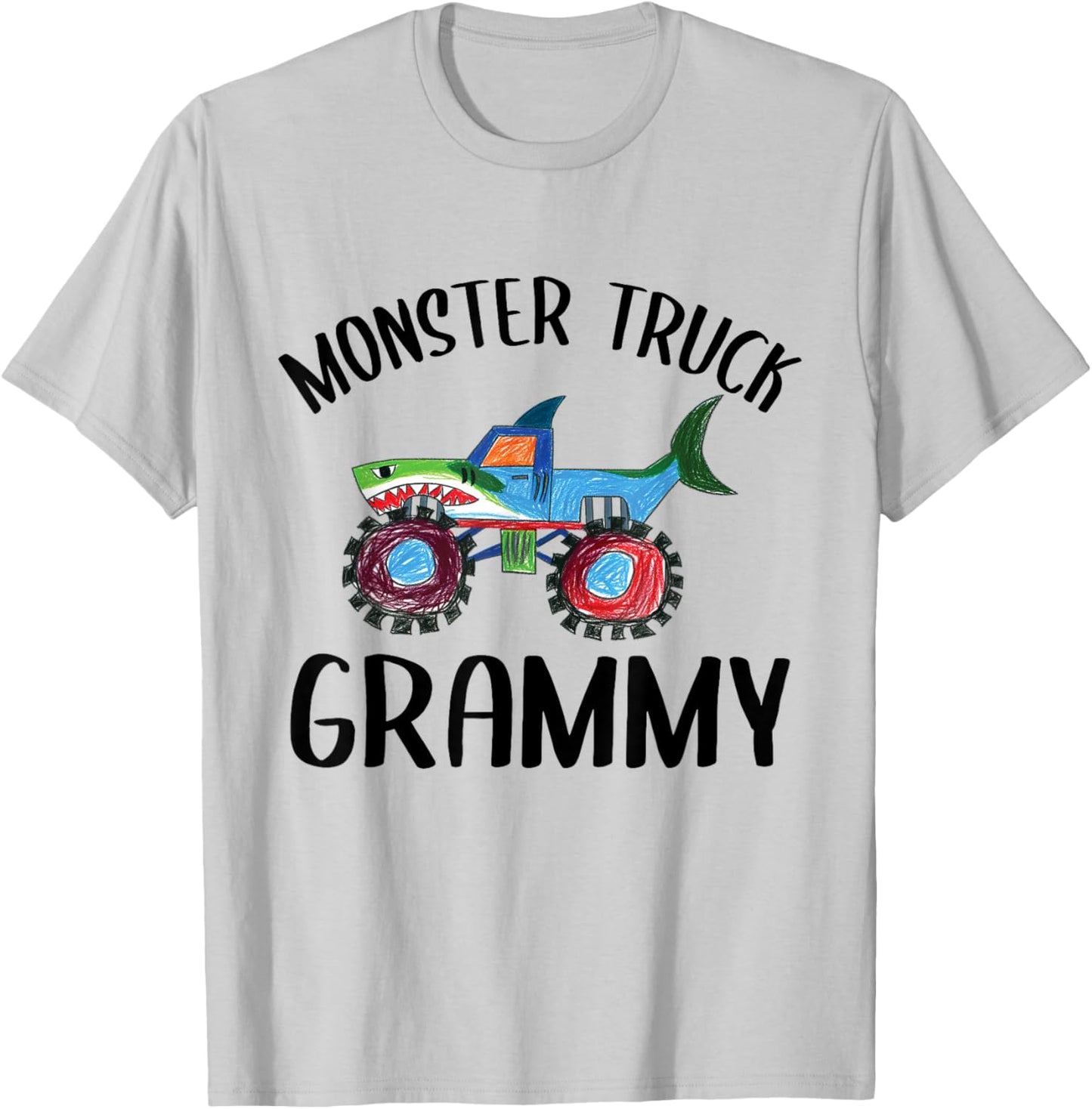 Children's Doodles Draw, Monster Truck Grammy T-Shirt - T-Shirt | Ash