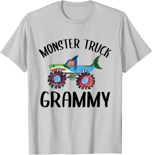 Children's Doodles Draw, Monster Truck Grammy T-Shirt - T-Shirt | Ash