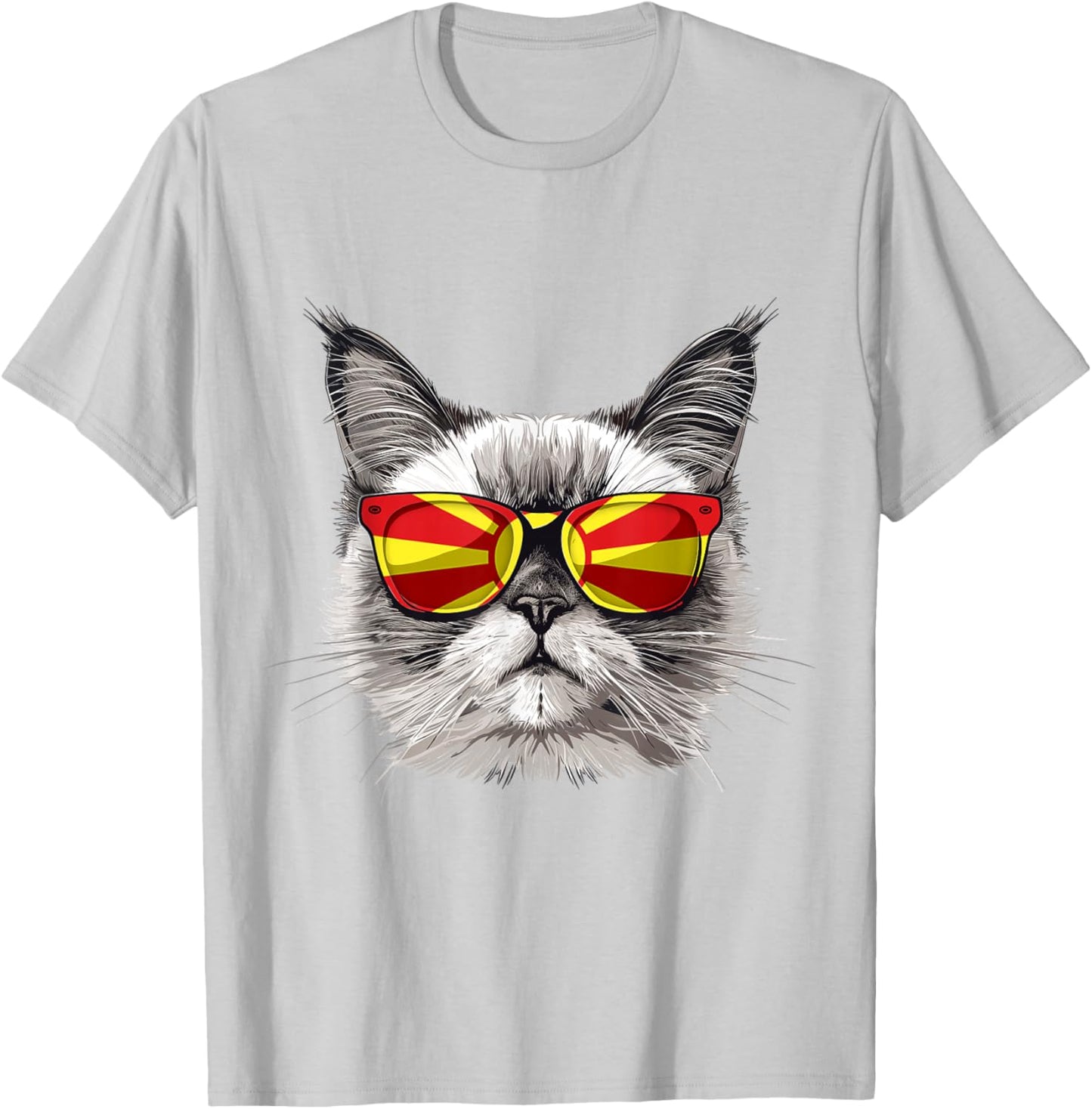 Macedonia Flag Cat Mom Souvenirs Products Kitten Macedonian T-Shirt - T-Shirt | Ash