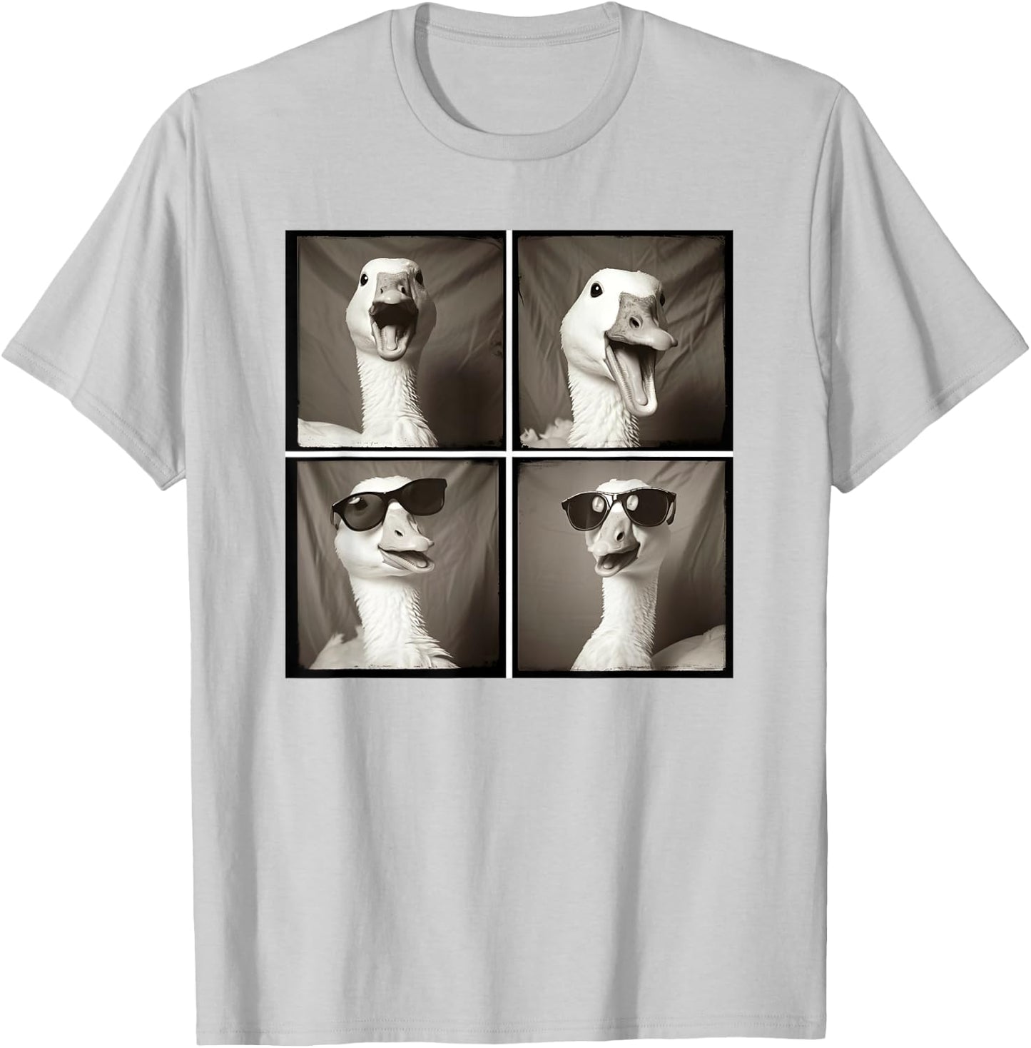 Cool Goose Farmyard Geese Funny Animal Wearing Sunglasses T-Shirt - T-Shirt | Ash