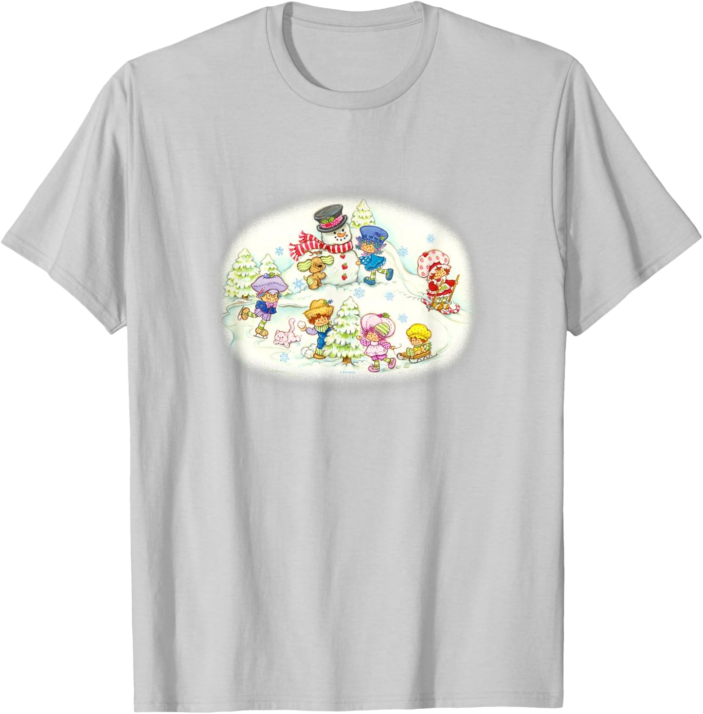 Strawberry Shortcake Christmas Playing On The Snow Poster T-Shirt - T-Shirt | Ash
