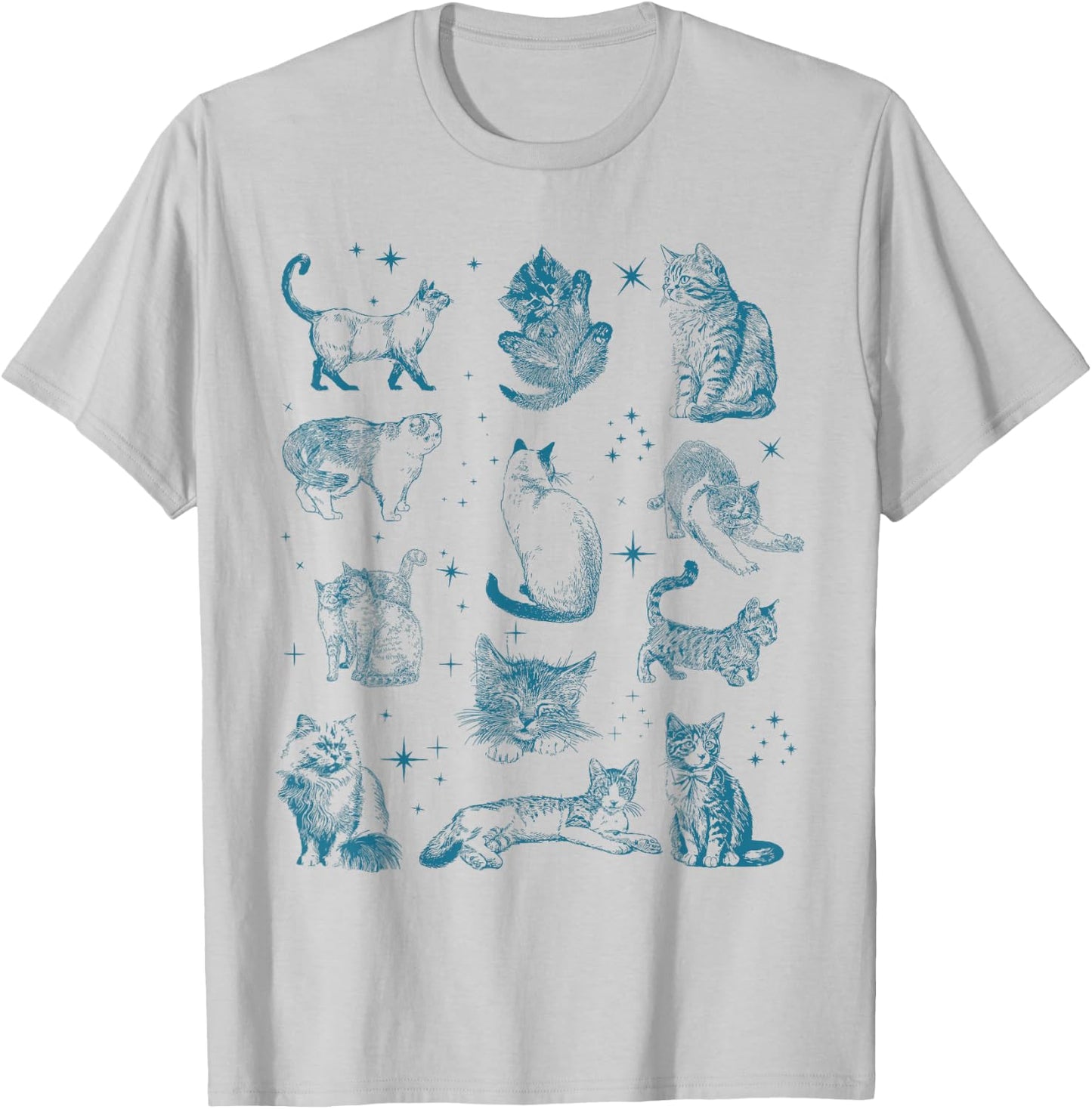 Vintage 90s Tattoo Cat Retro Kitten Nature Cat Lover Cat Mom , Small, White T-Shirt - T-Shirt | Ash
