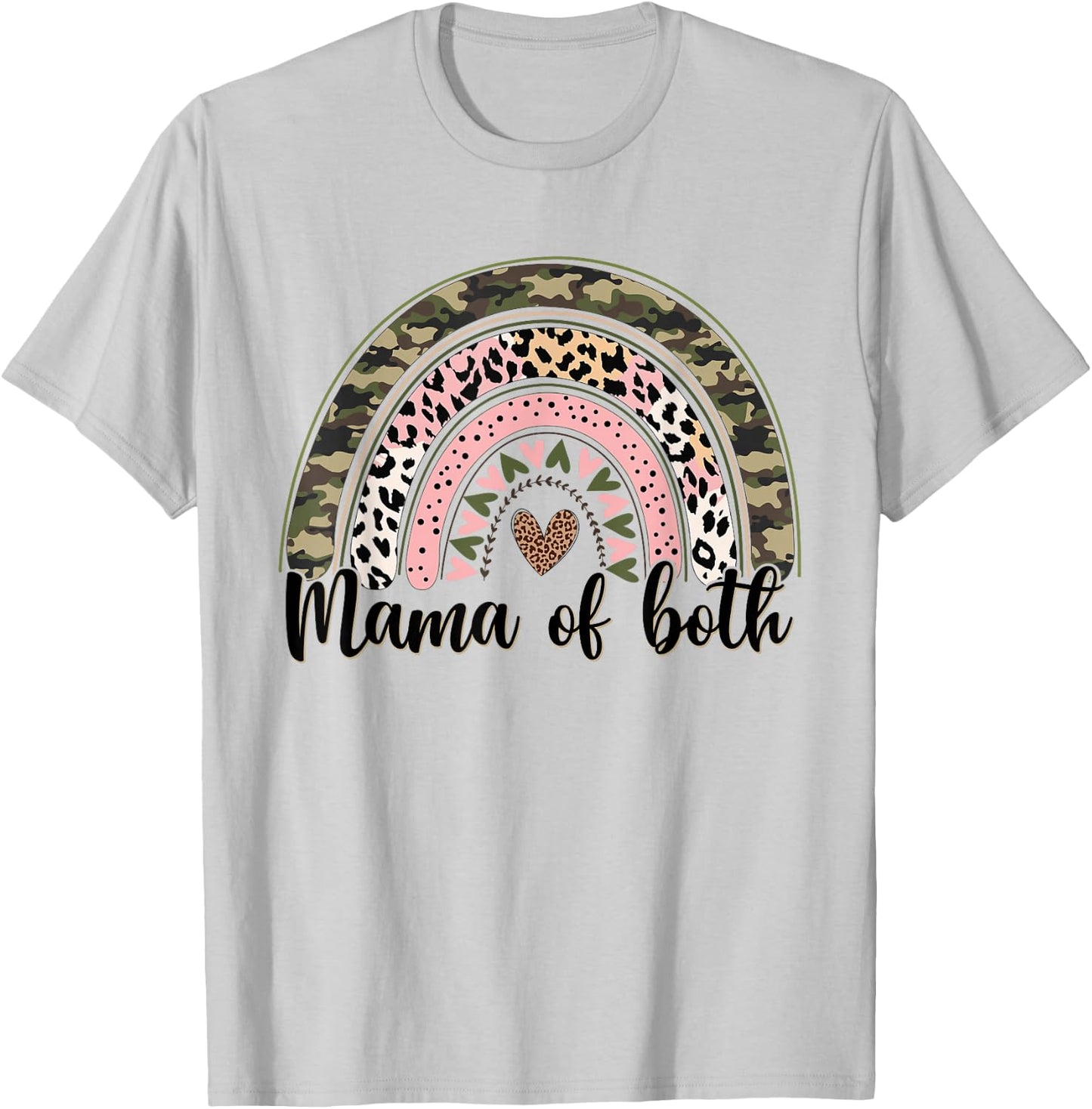 Glitter & Dirt Mom Mama of Both Leopard & Camo Mother's Day T-Shirt - T-Shirt | Ash