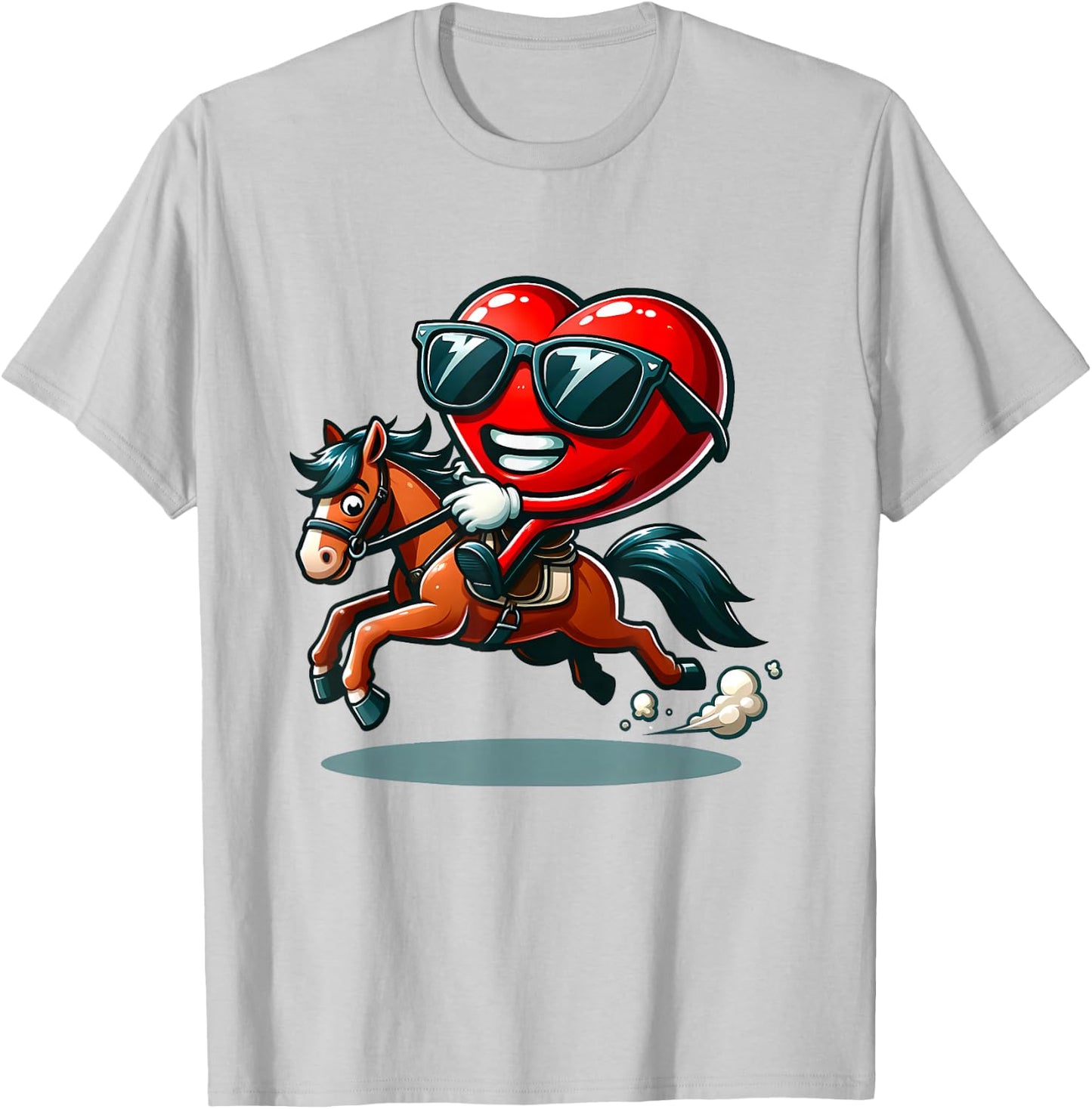 Funny Valentine Horse Riding Lover Horses Enthusiast Hearts T-Shirt - T-Shirt | Ash