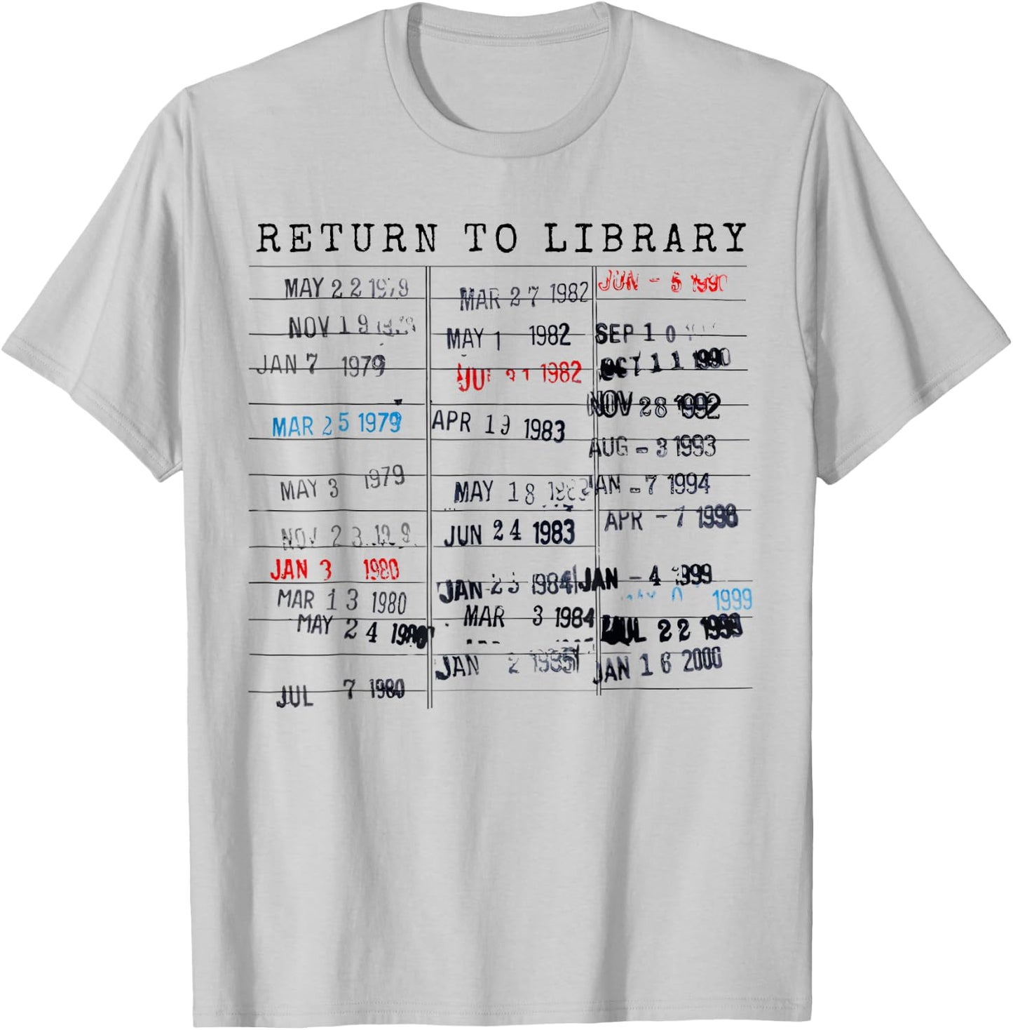 Library Card Due Date Stamp Book Lover Reading Vintage Read T-Shirt - T-Shirt | Ash