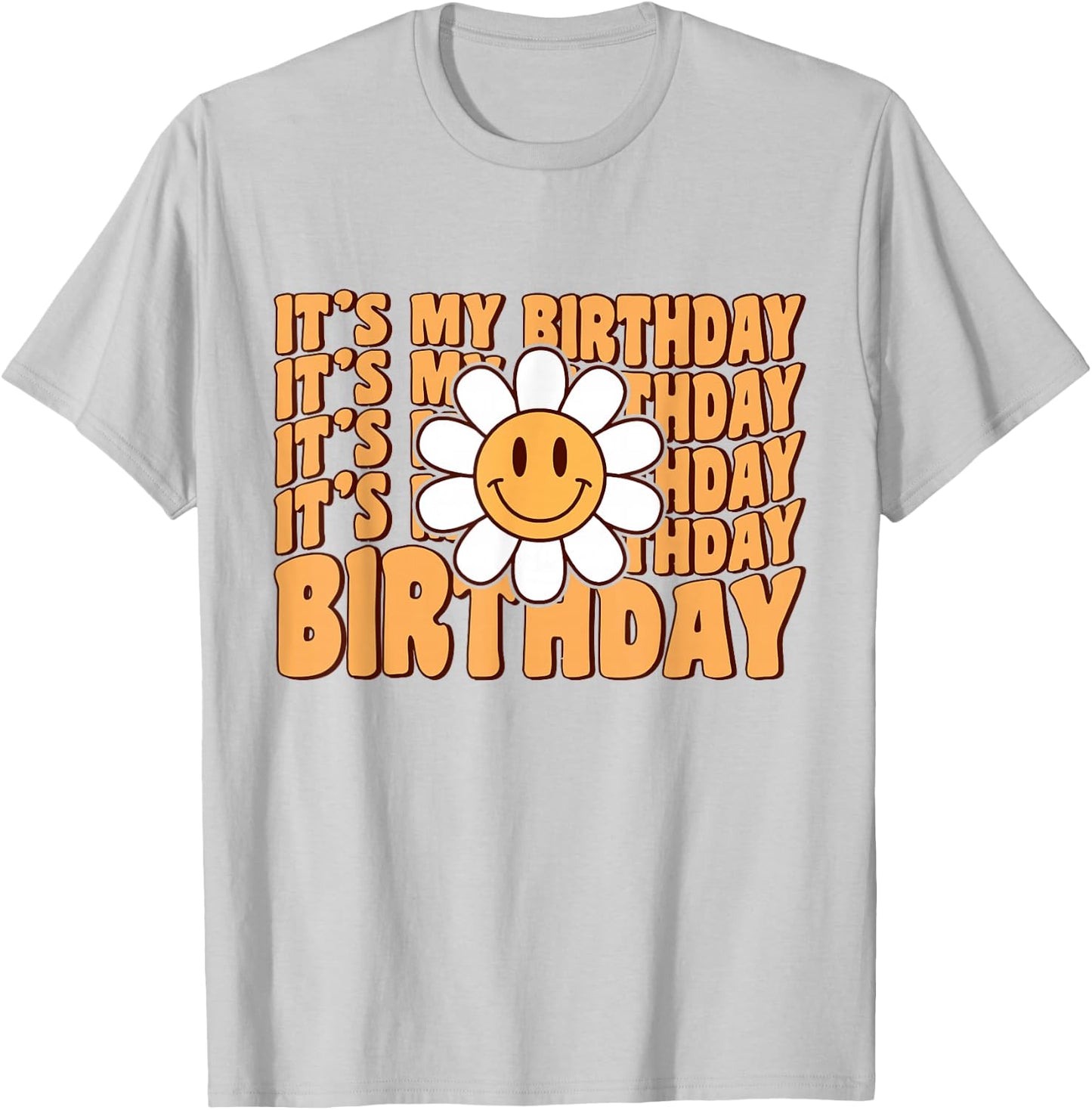 Retro My Birthday Groovy Birthday Flower Women Teens Girls T-Shirt - T-Shirt | Ash
