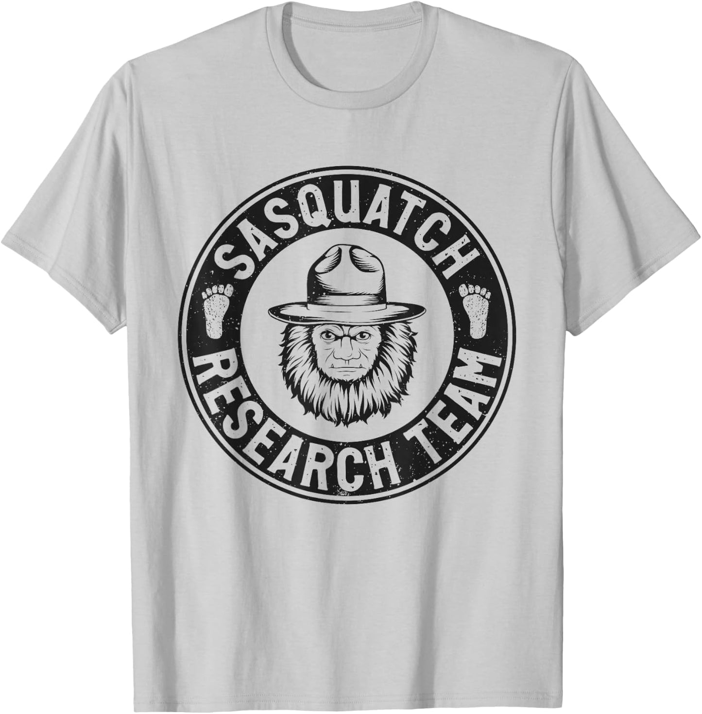 Bigfoot Believer Co Women's Grey Classic Fit Retro Bigfoot Sasquatch Research Team T-Shirt - T-Shirt | Ash