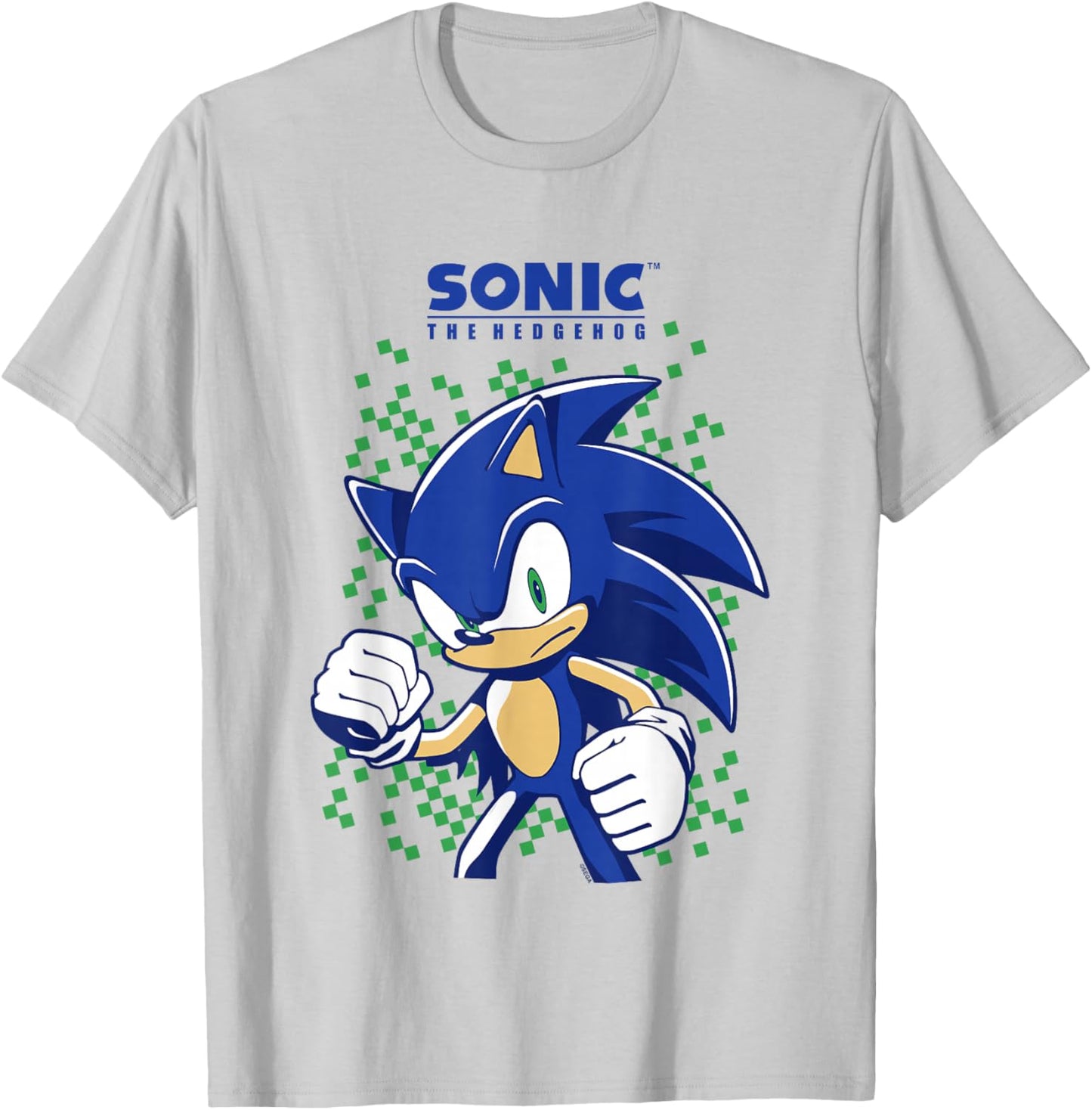 Sonic The Hedgehog Green Pixel Background Epic Shot T-Shirt - T-Shirt | Ash