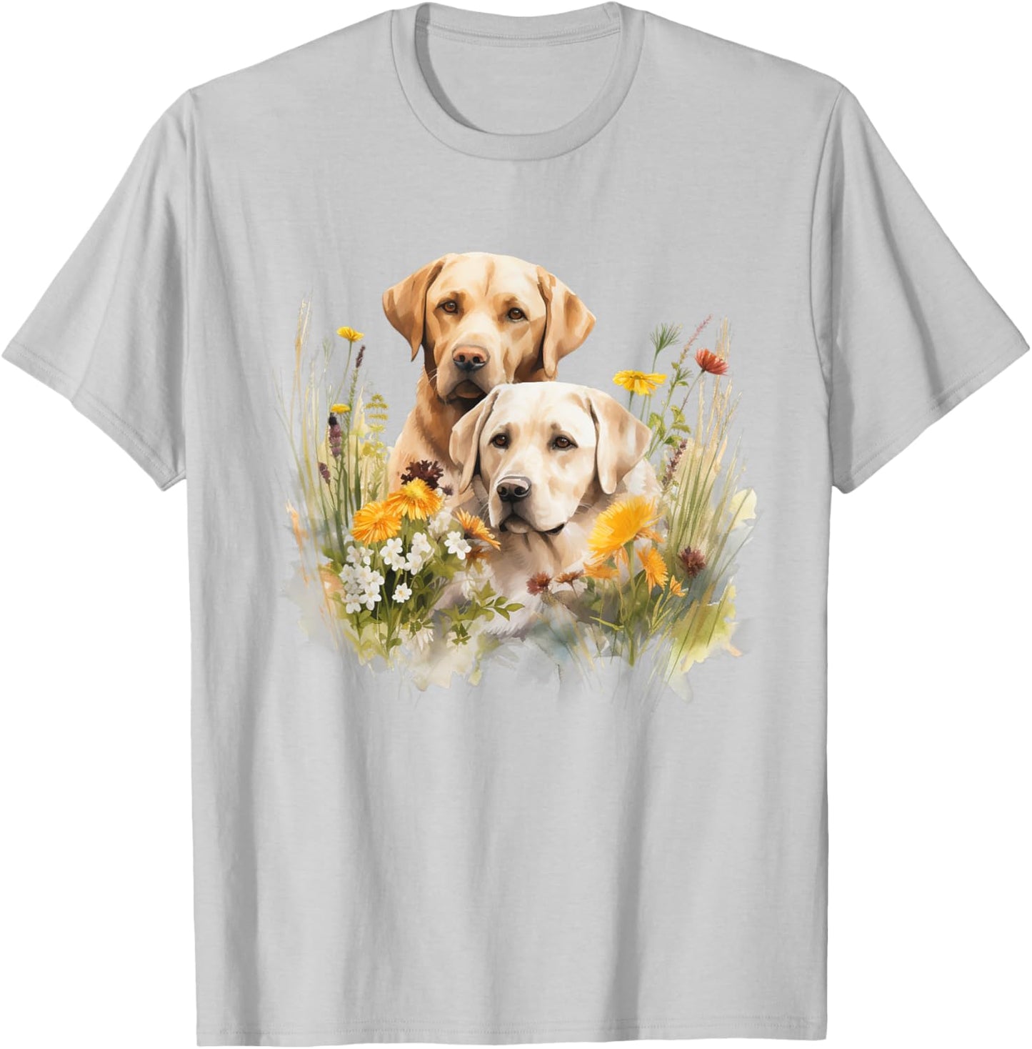 Floral Wildflower Dog Labrador Retriever Men Women Kids T-Shirt - T-Shirt | Ash