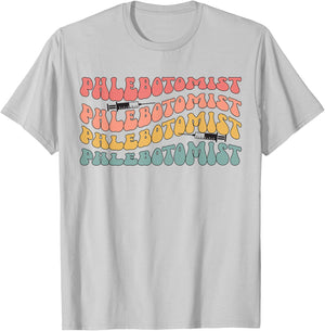 Phlebotomist Groovy Phlebotomy Phlebotomist T-Shirt - T-Shirt | Ash