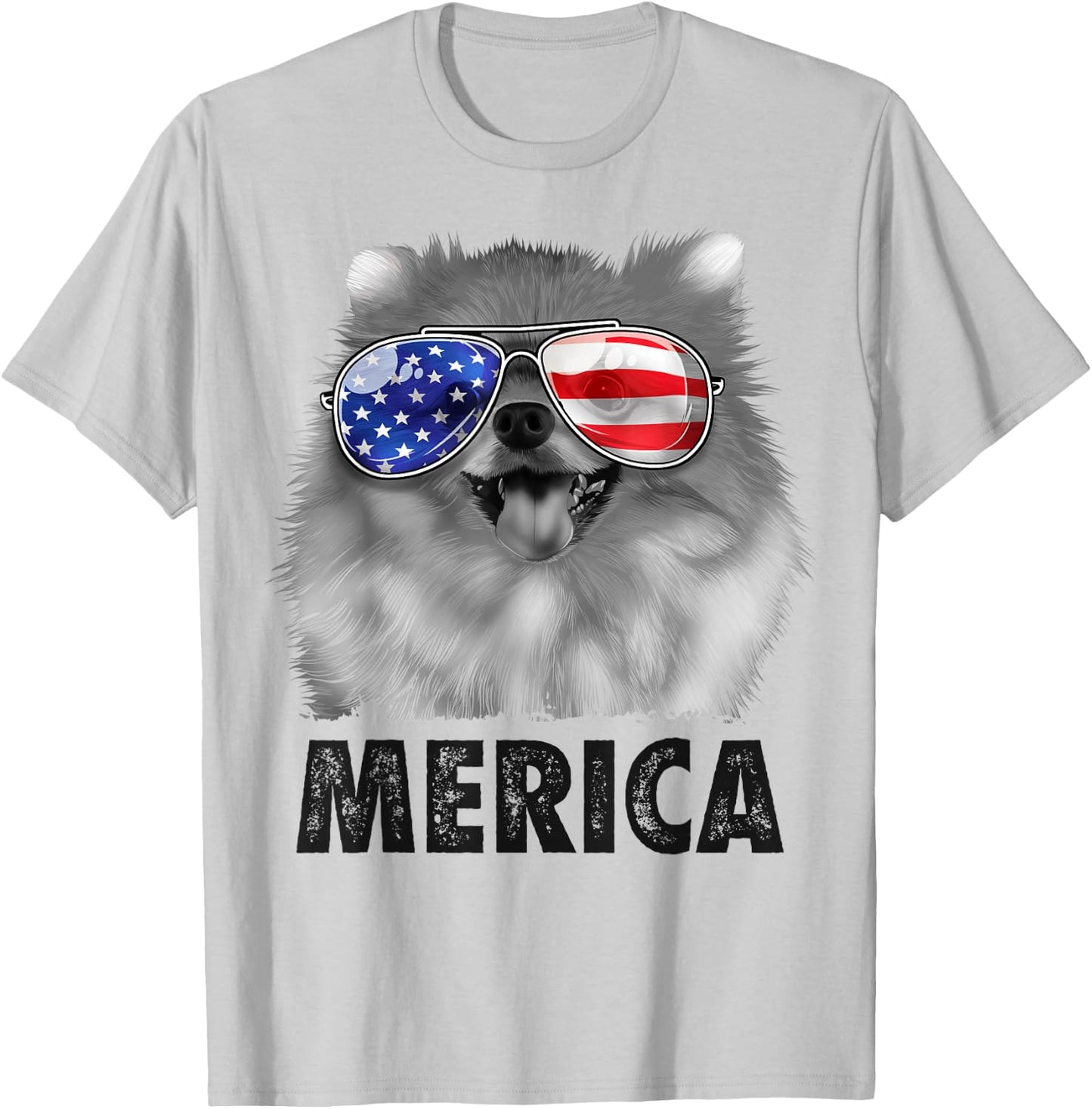 Pomeranian 4th of July Merica Men American Flag Pom Dog T-Shirt - T-Shirt | Ash